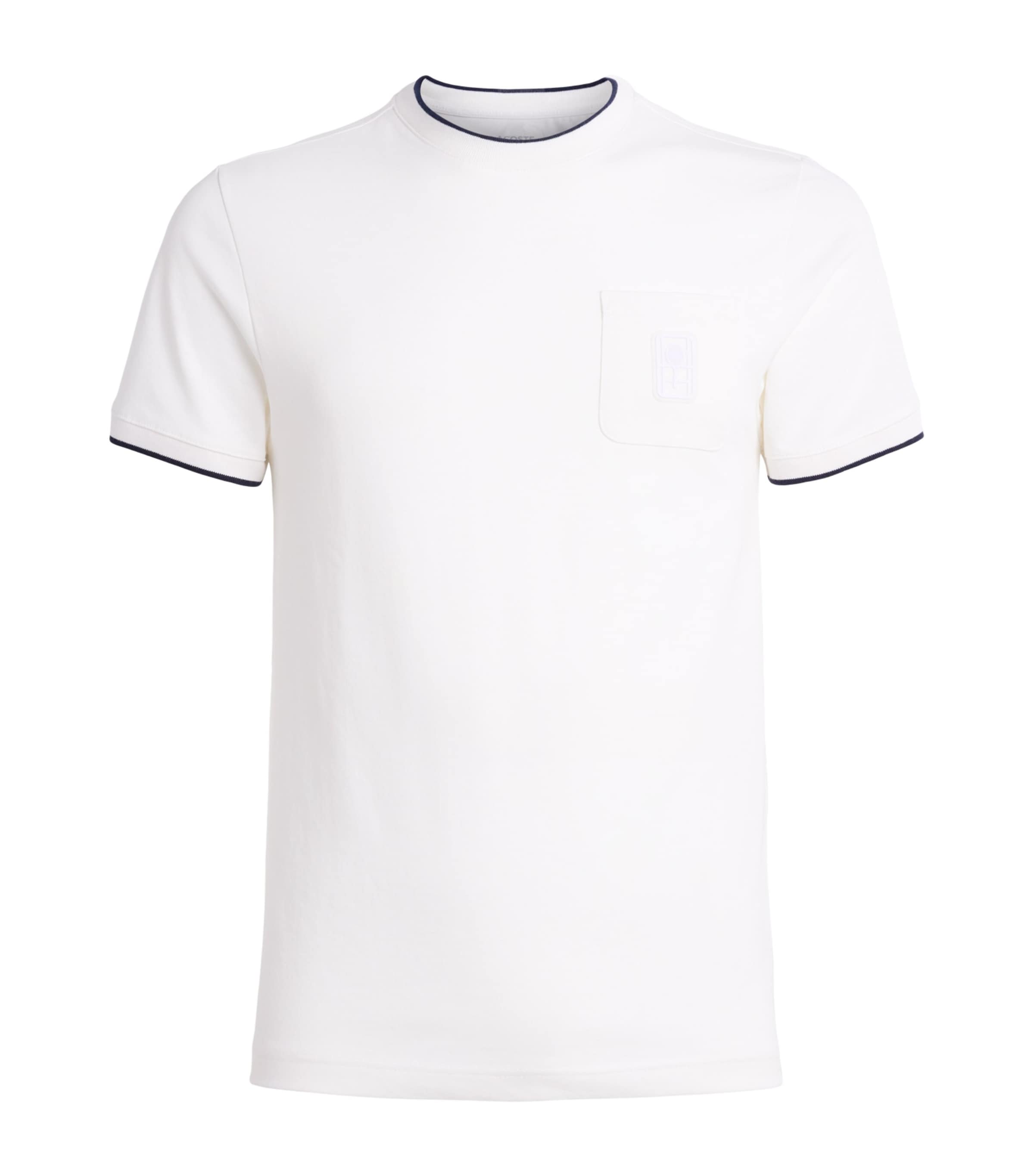 Lacoste Mens Contrast-Trim Pocket T-Shirt White Image 1