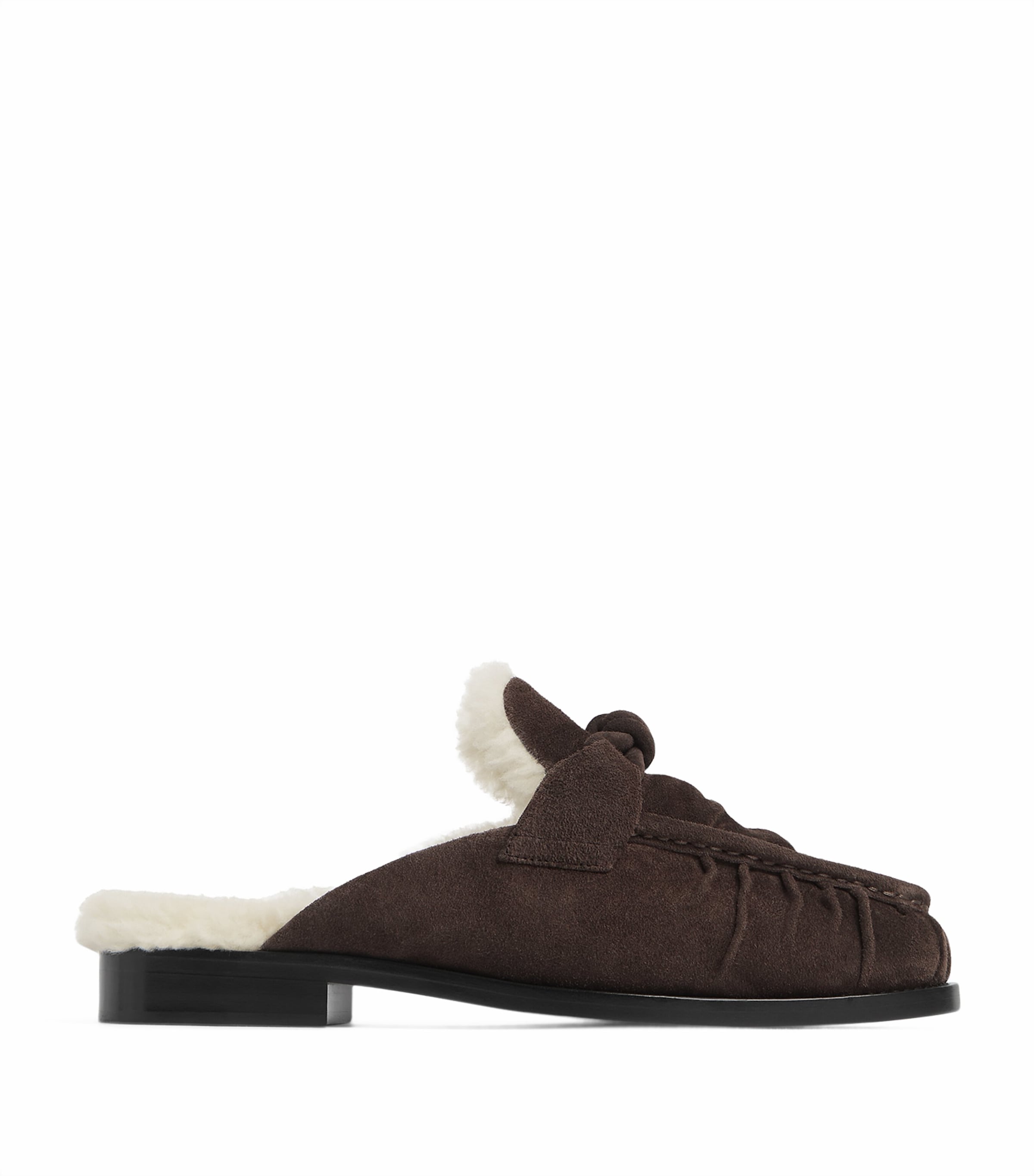 Bottega Veneta Suede-shearling Astaire Mules In Brown