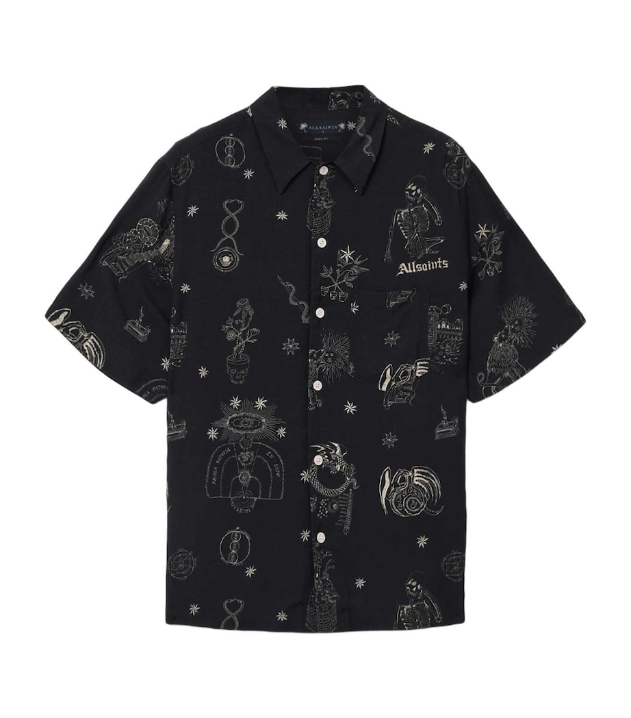 AllSaints Mens Printed Terra Shirt Jet Black Image 1