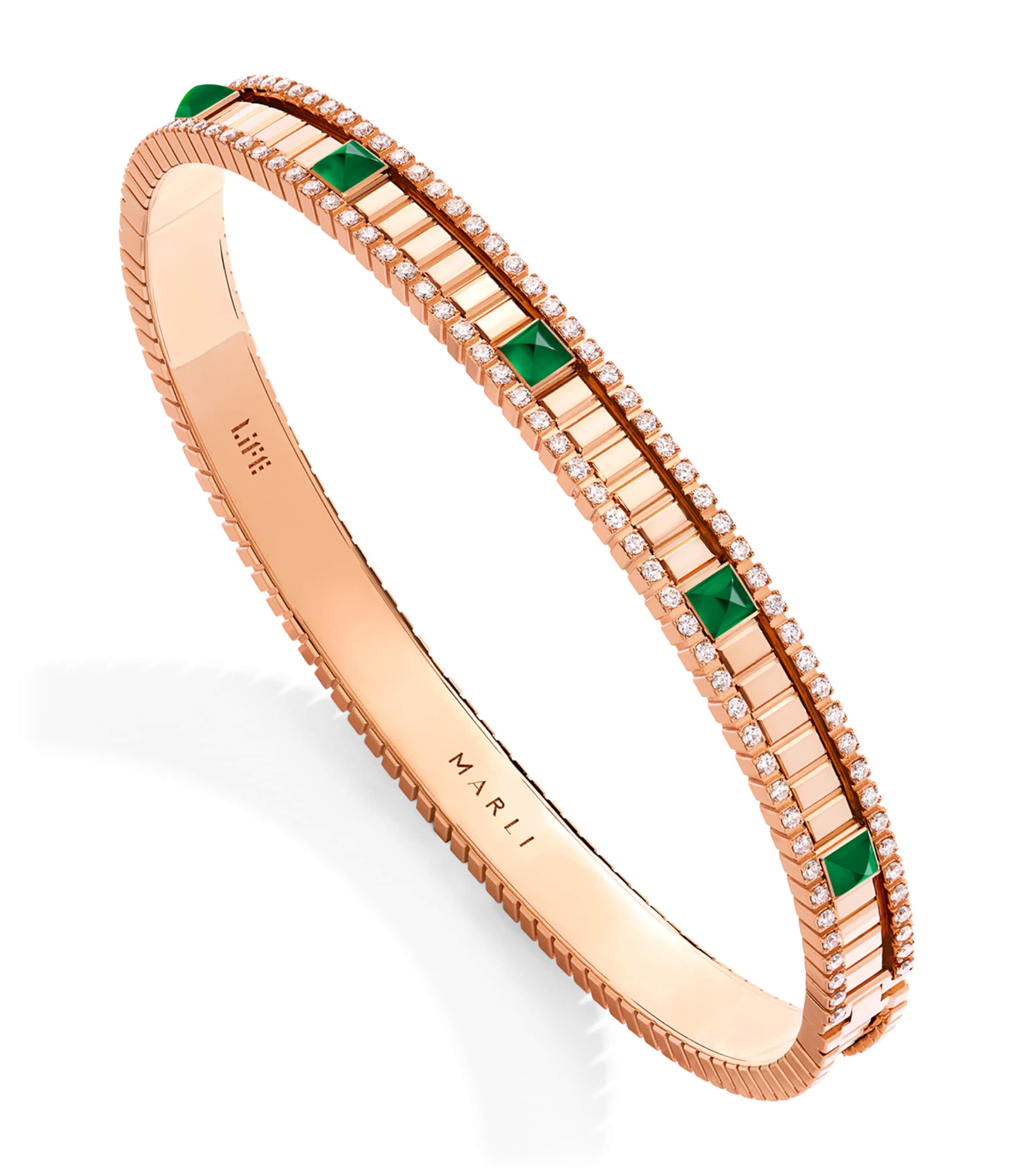 Marli New York Rose Gold, Diamond And Agate Life Bangle In Rose Gold