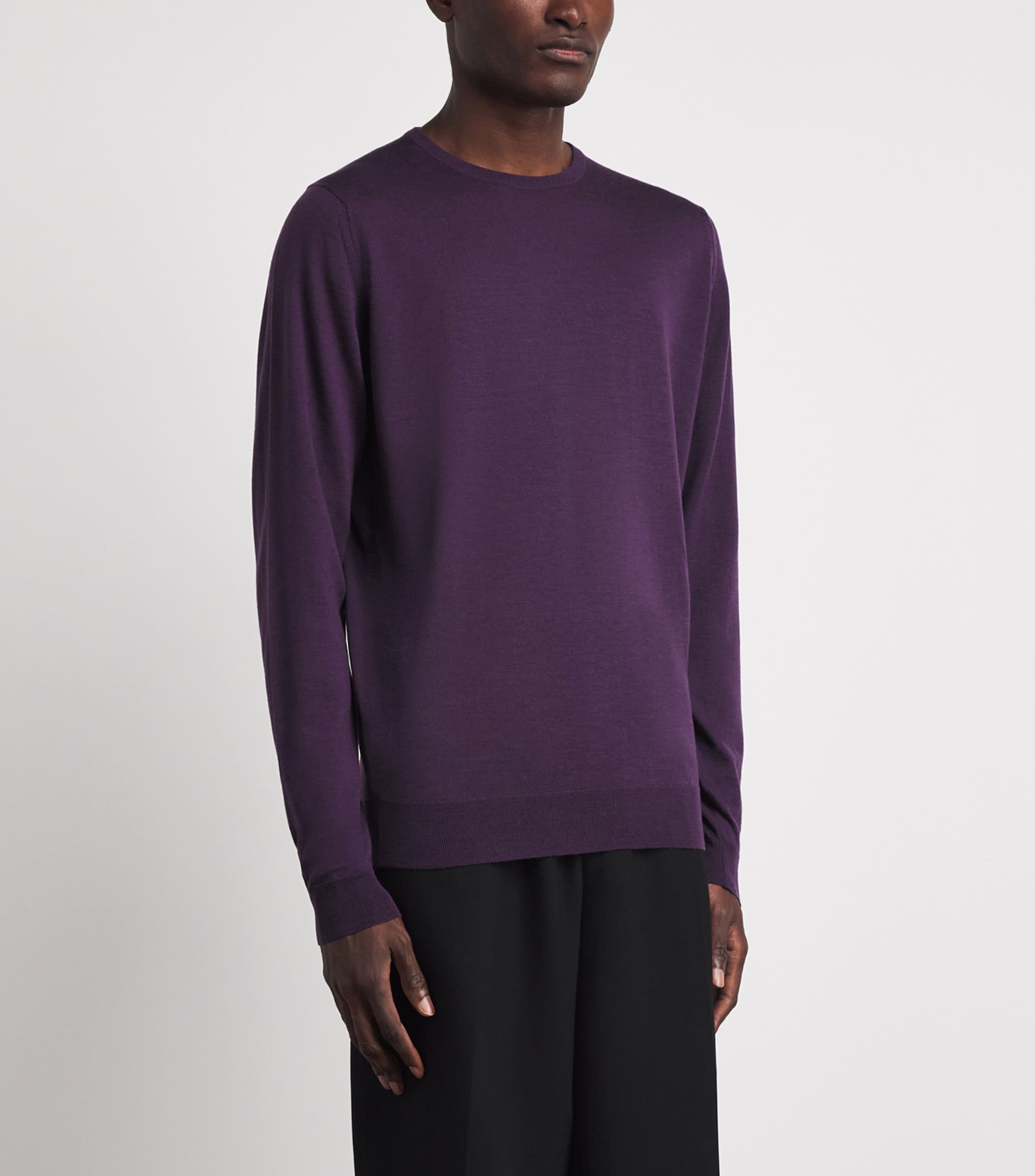 John Smedley Mens Extra Fine Merino Wool Lundy Sweater Velvet Plums Image 4