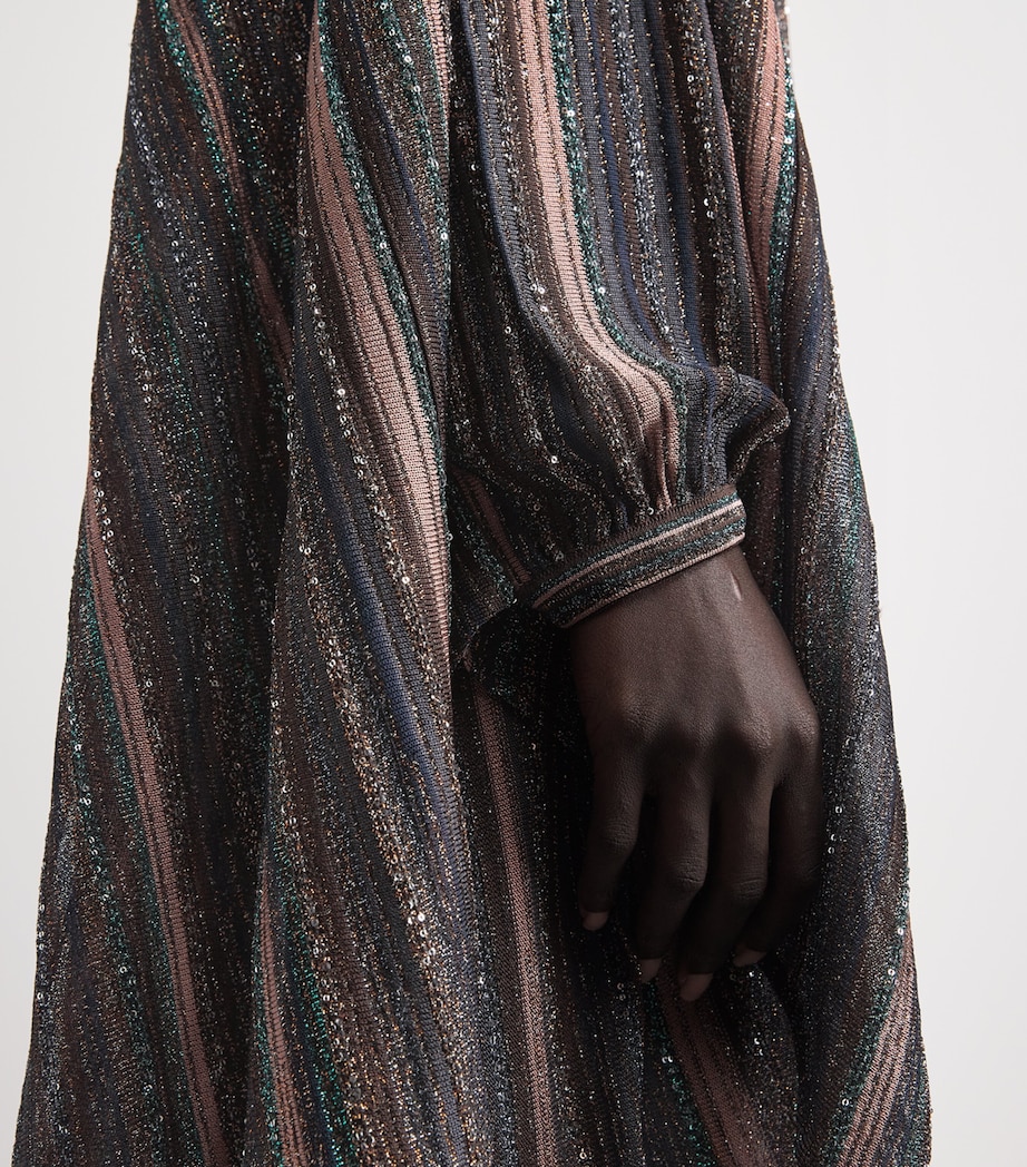 Missoni Womens Sequin-Embellished Stripe Maxi Dress Drk Brown Tone Image 5