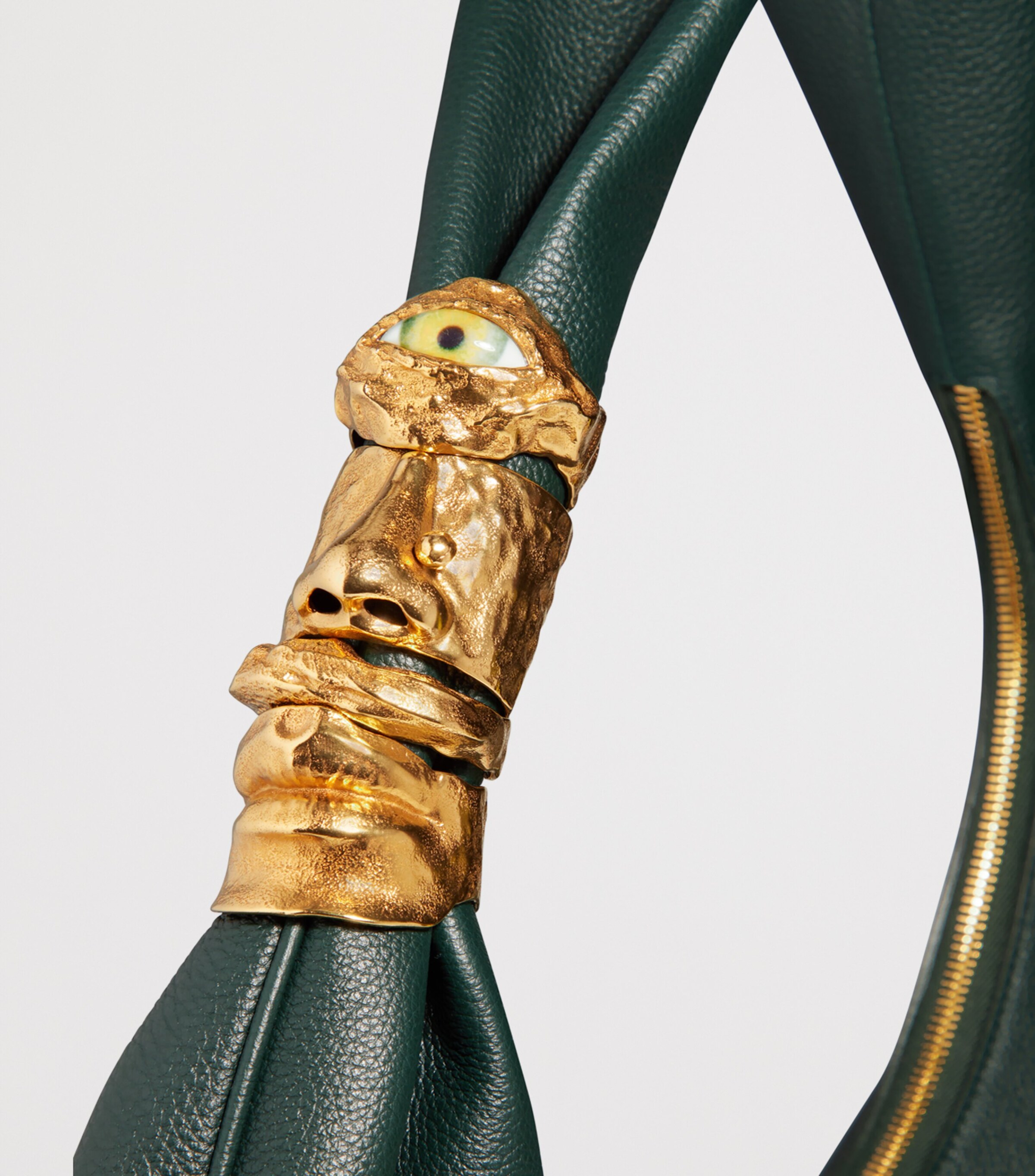 Schiaparelli Large Leather Soufflé Shoulder Bag Dark Green Image 9