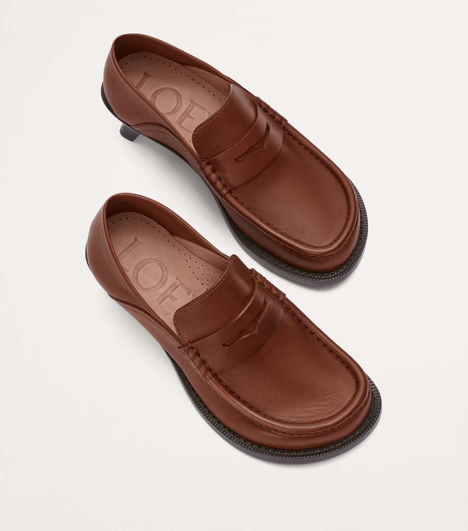 Leather Campo Heeled Loafers 40 RUST Image 4