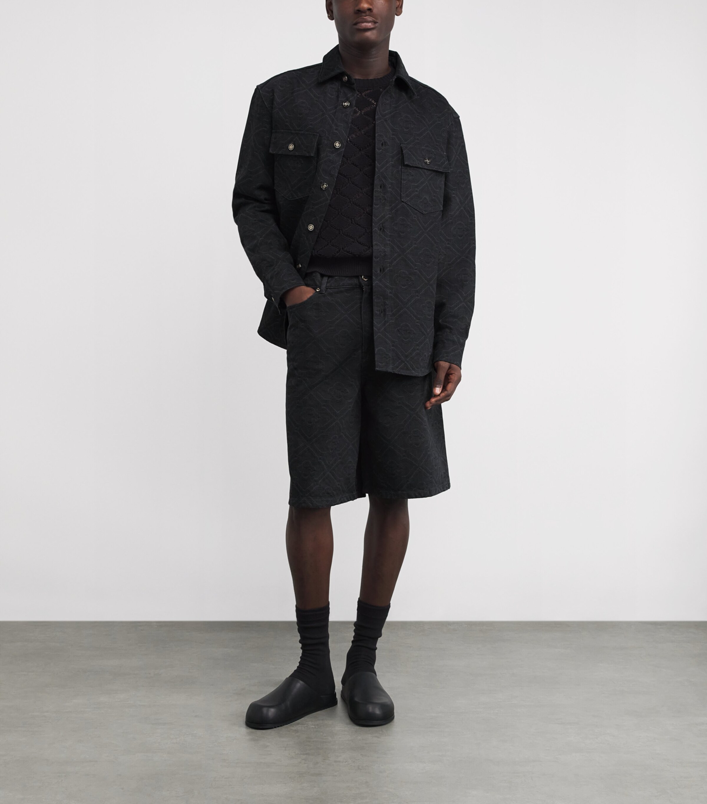 Laser Monogram Denim Shorts BLACK LASER Image 2