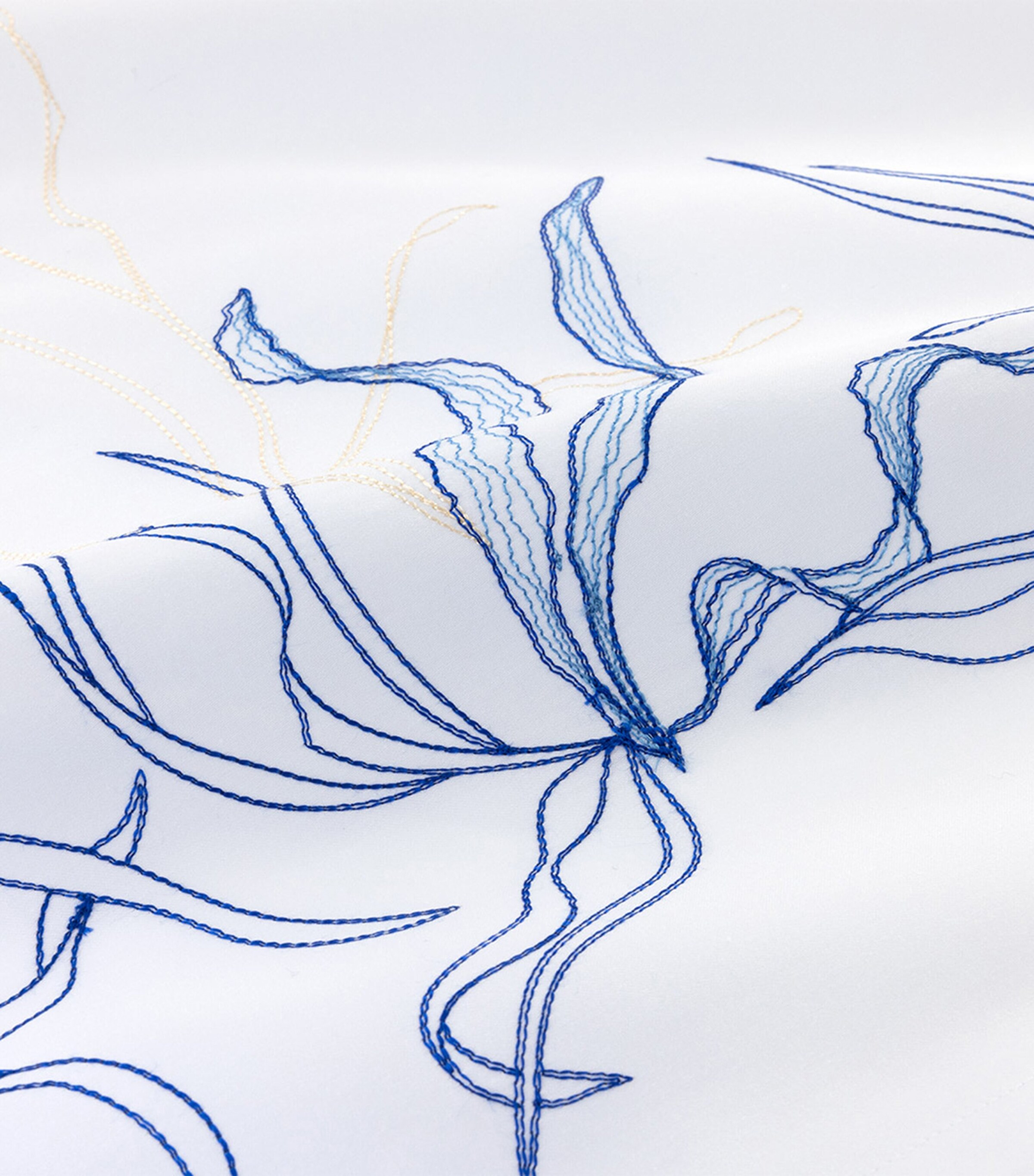 Yves Delorme Couture Nautilus Double Flat Sheet (230cm x 240cm) Blc/blu Image 3