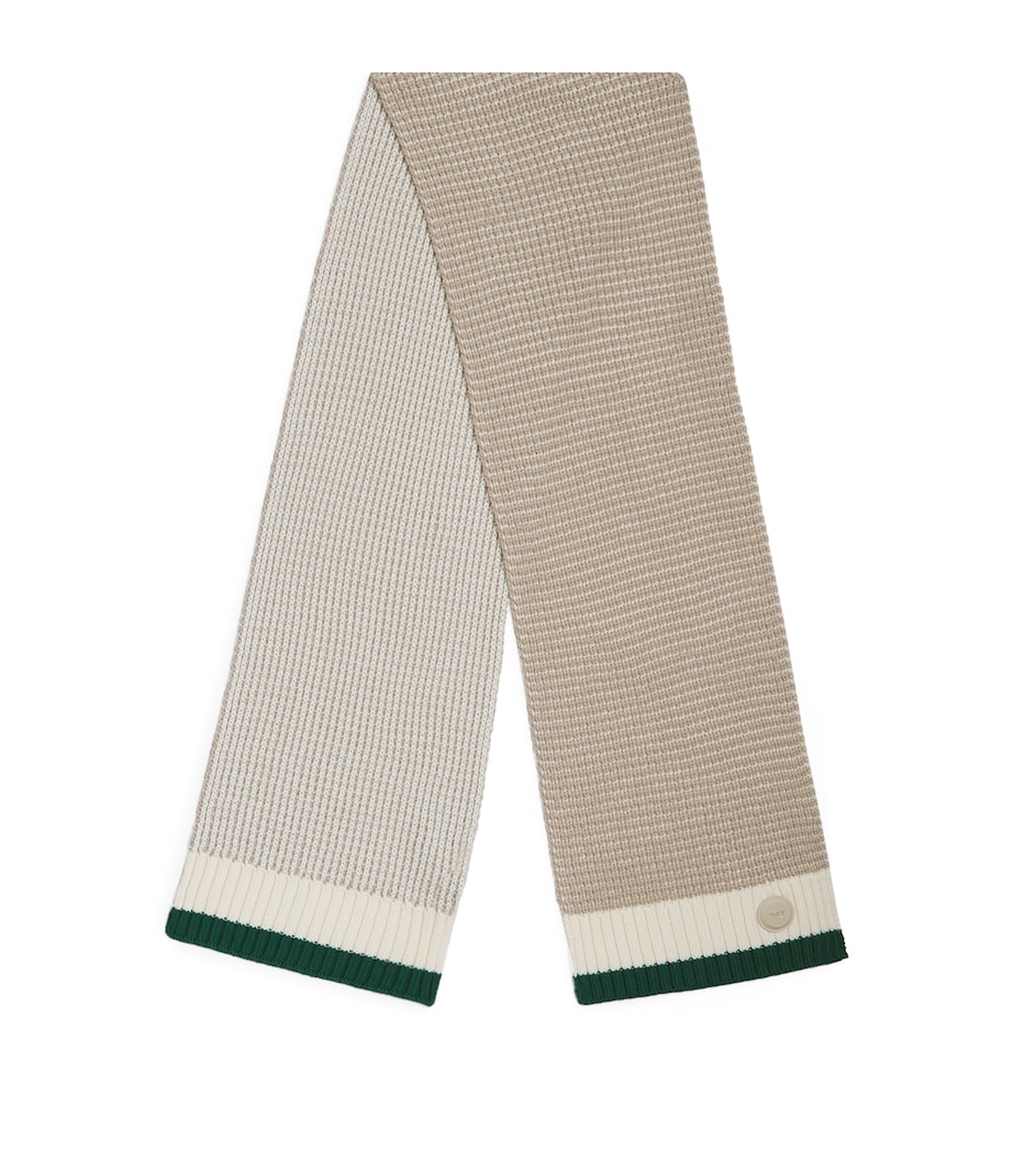 Virgin Wool-Blend Scarf F1020FANT ECRU/GREEN Image 1