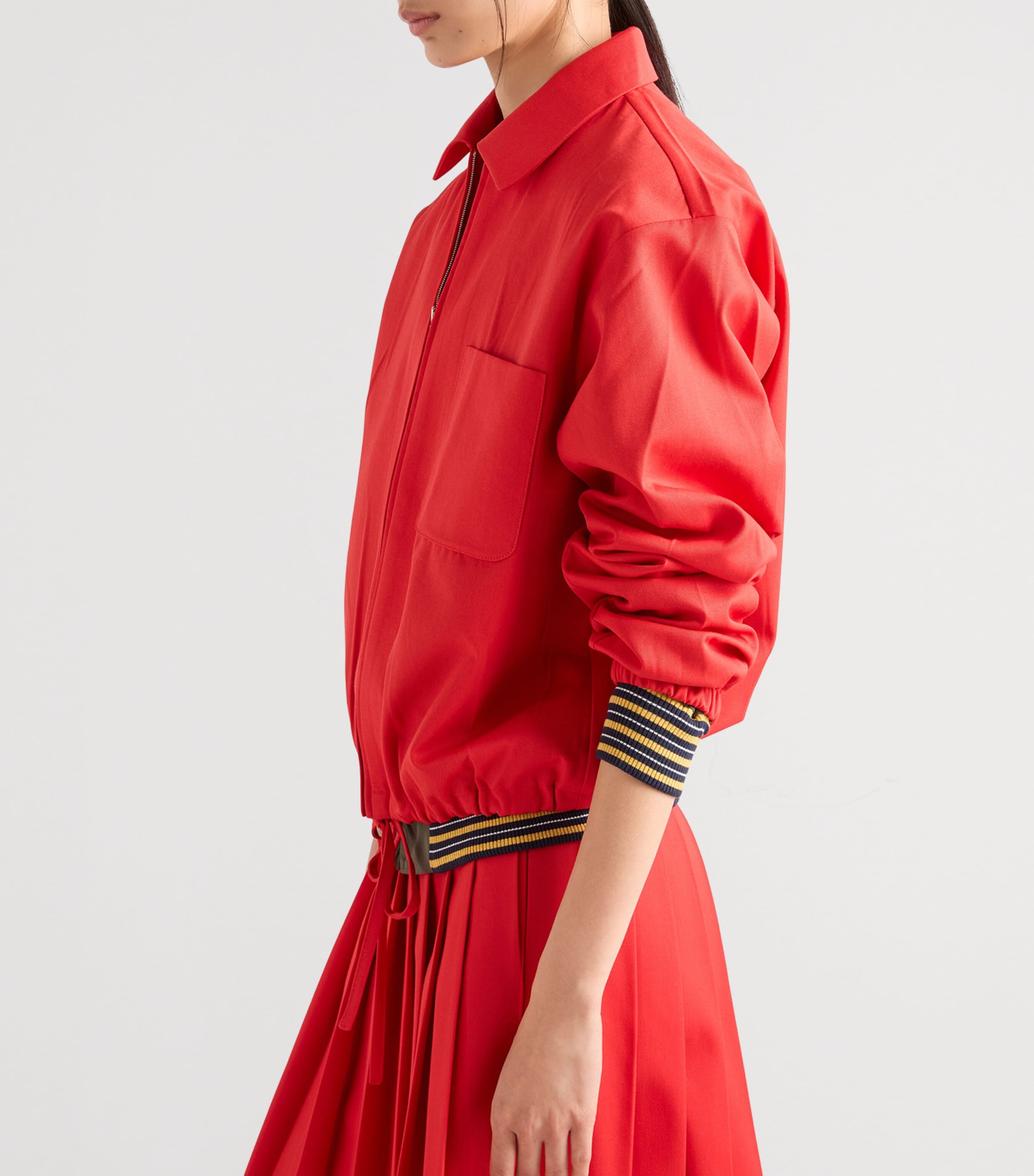 Prada Womens Gabardine Blouson Jacket Red Image 5