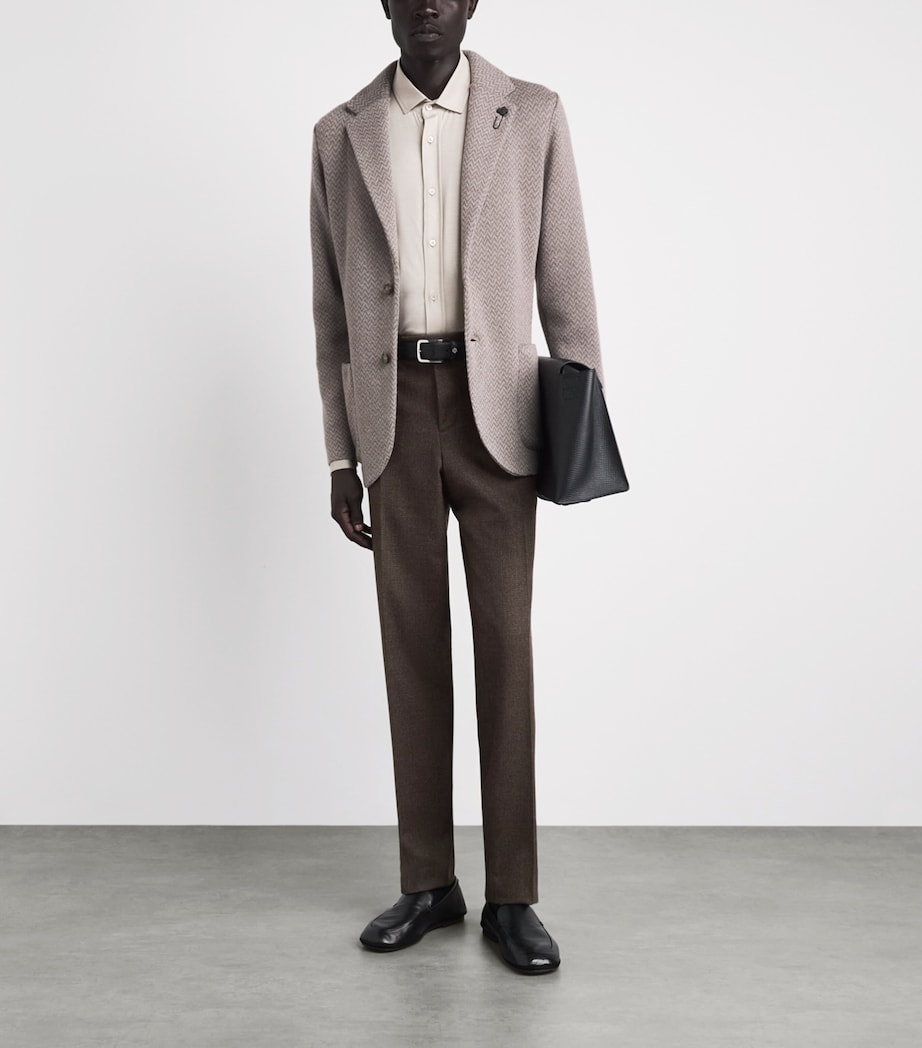 Lardini Mens Virgin Wool Check Trousers Brown Pdp Image 2