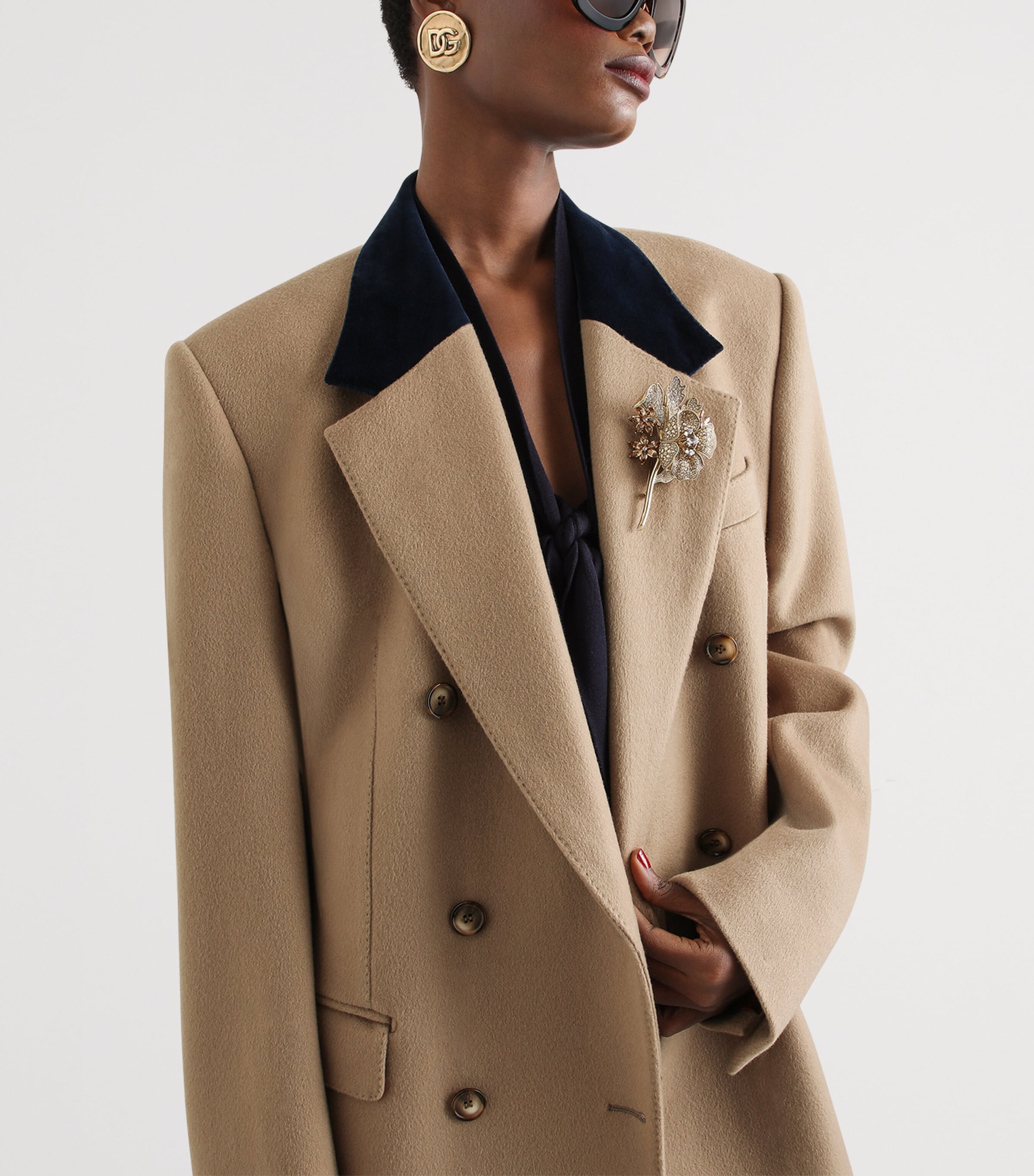 Dolce&Gabbana Womens Cashmere Double-Breasted Blazer Beige Image 4