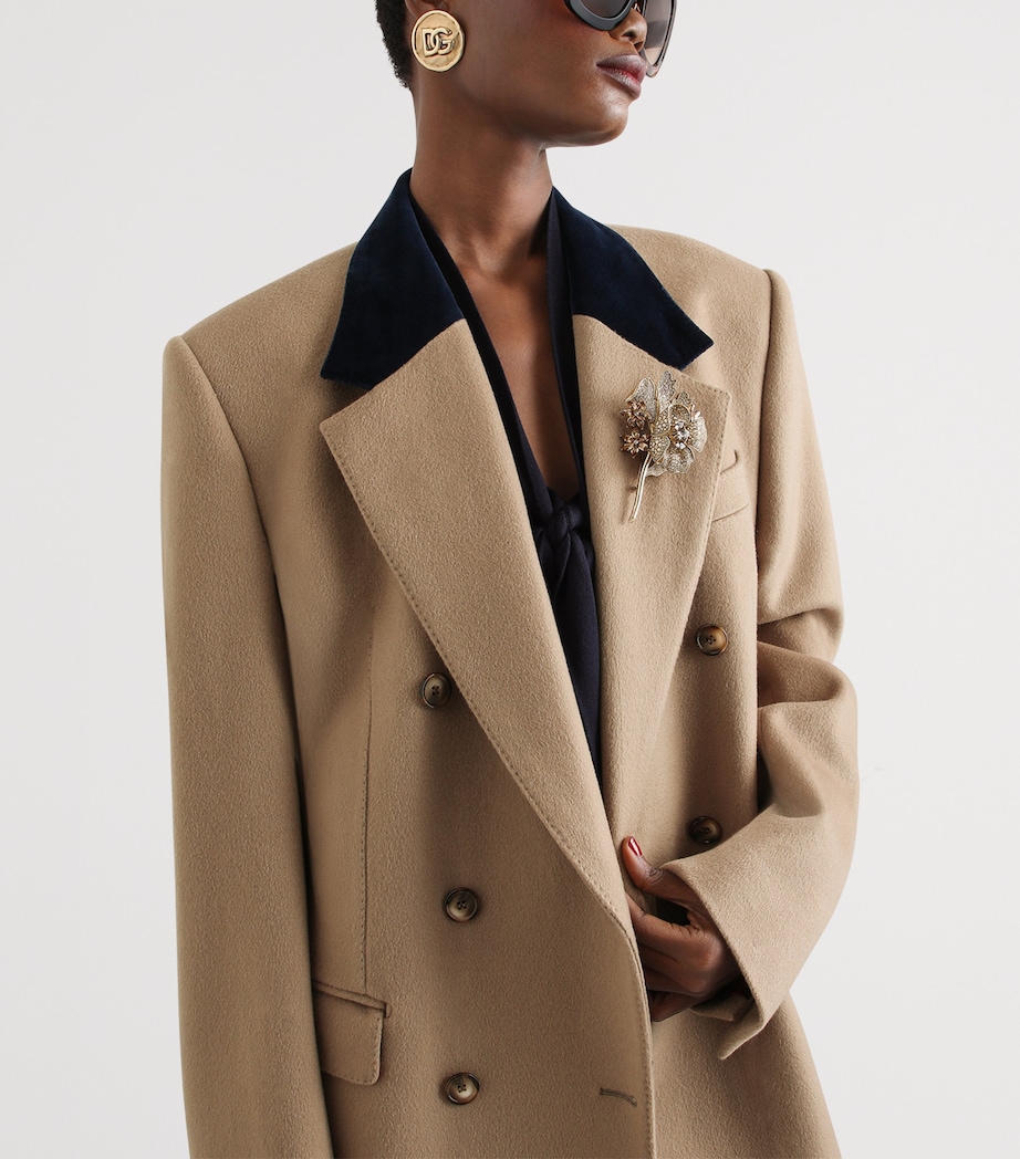Dolce&Gabbana Womens Cashmere Double-Breasted Blazer Beige Image 4