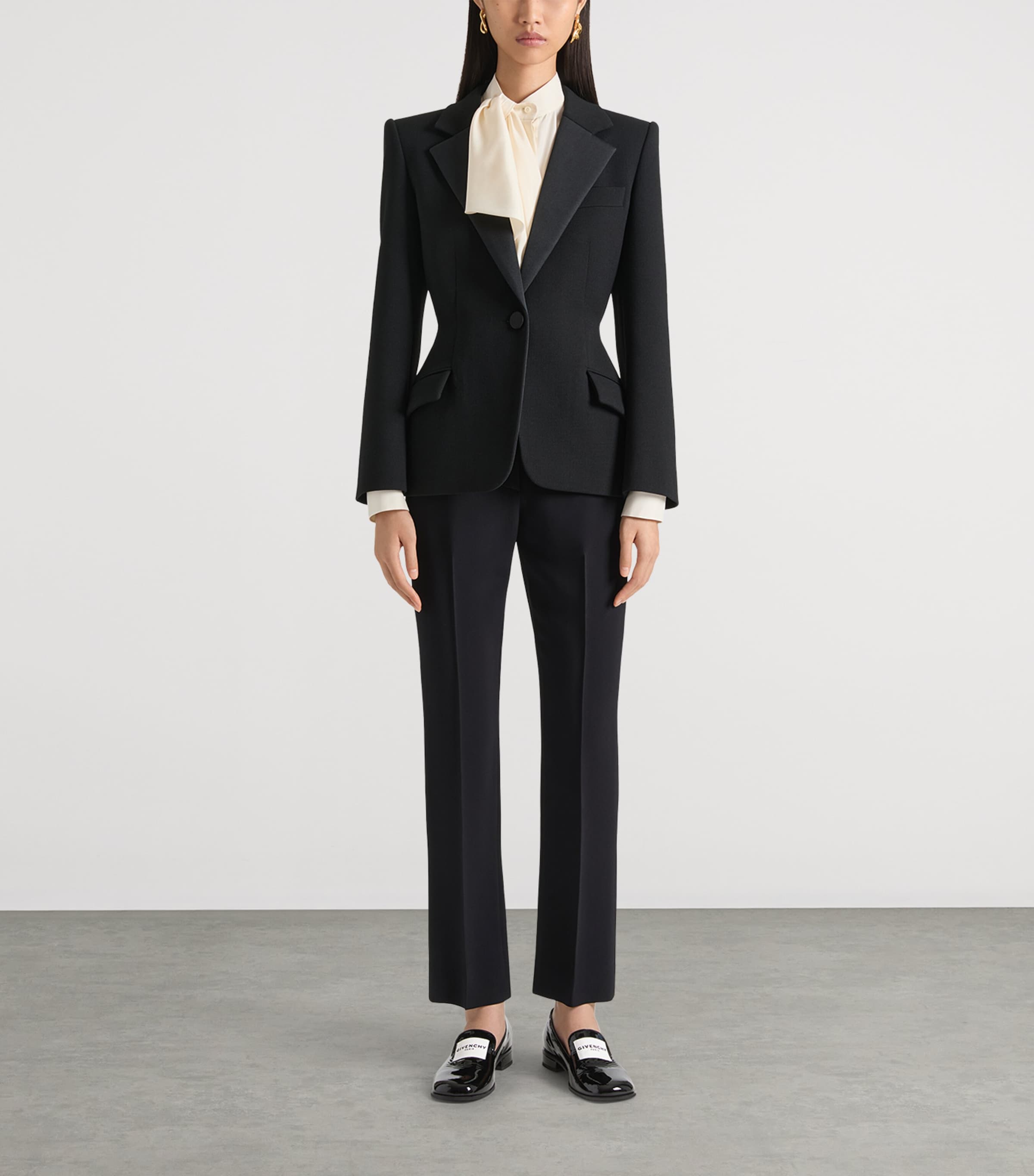 Wool-Blend Tuxedo Blazer BLACK Image 2