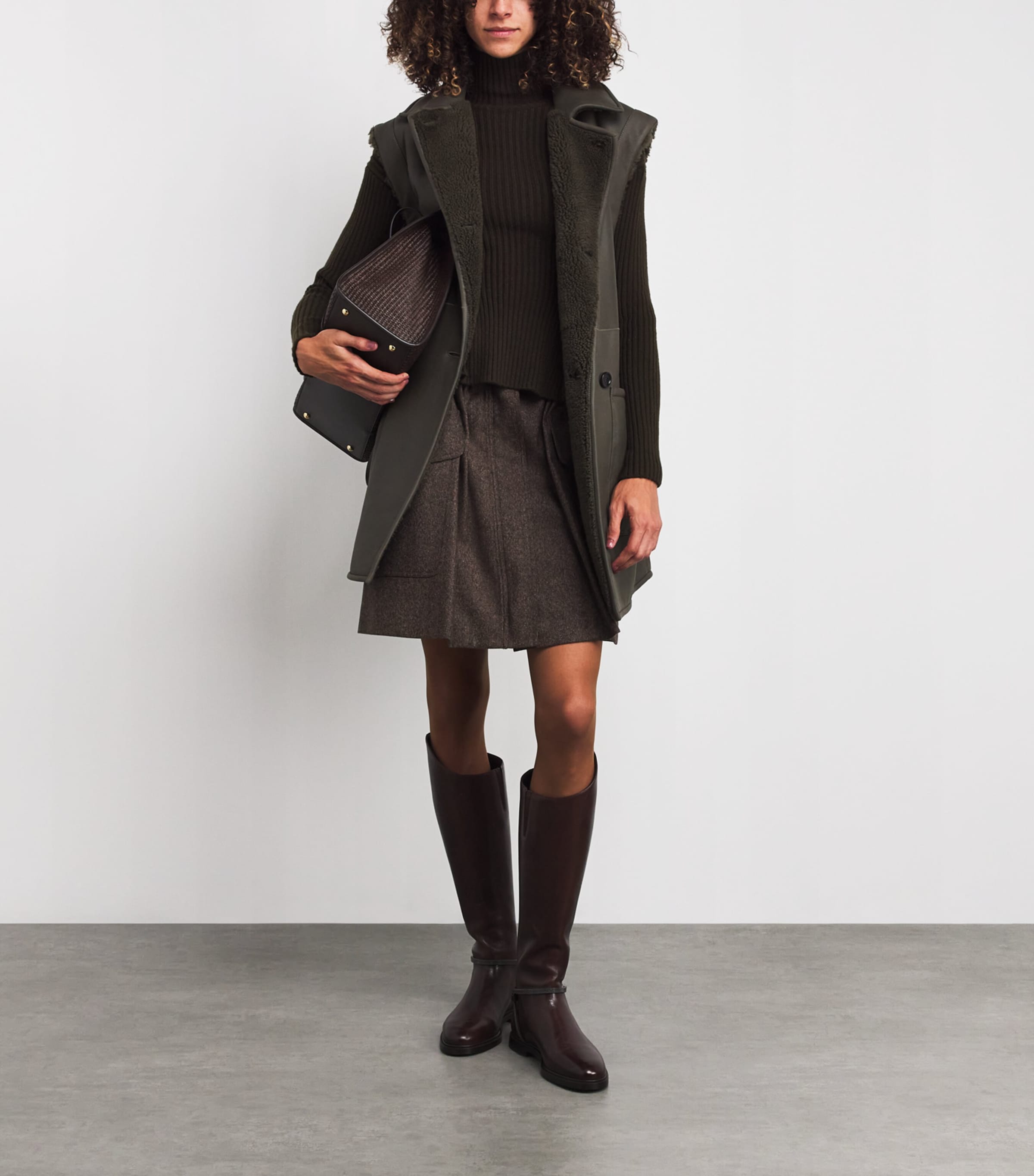 Reversible Leather-Shearling Gilet MOSS GREEN Image 2