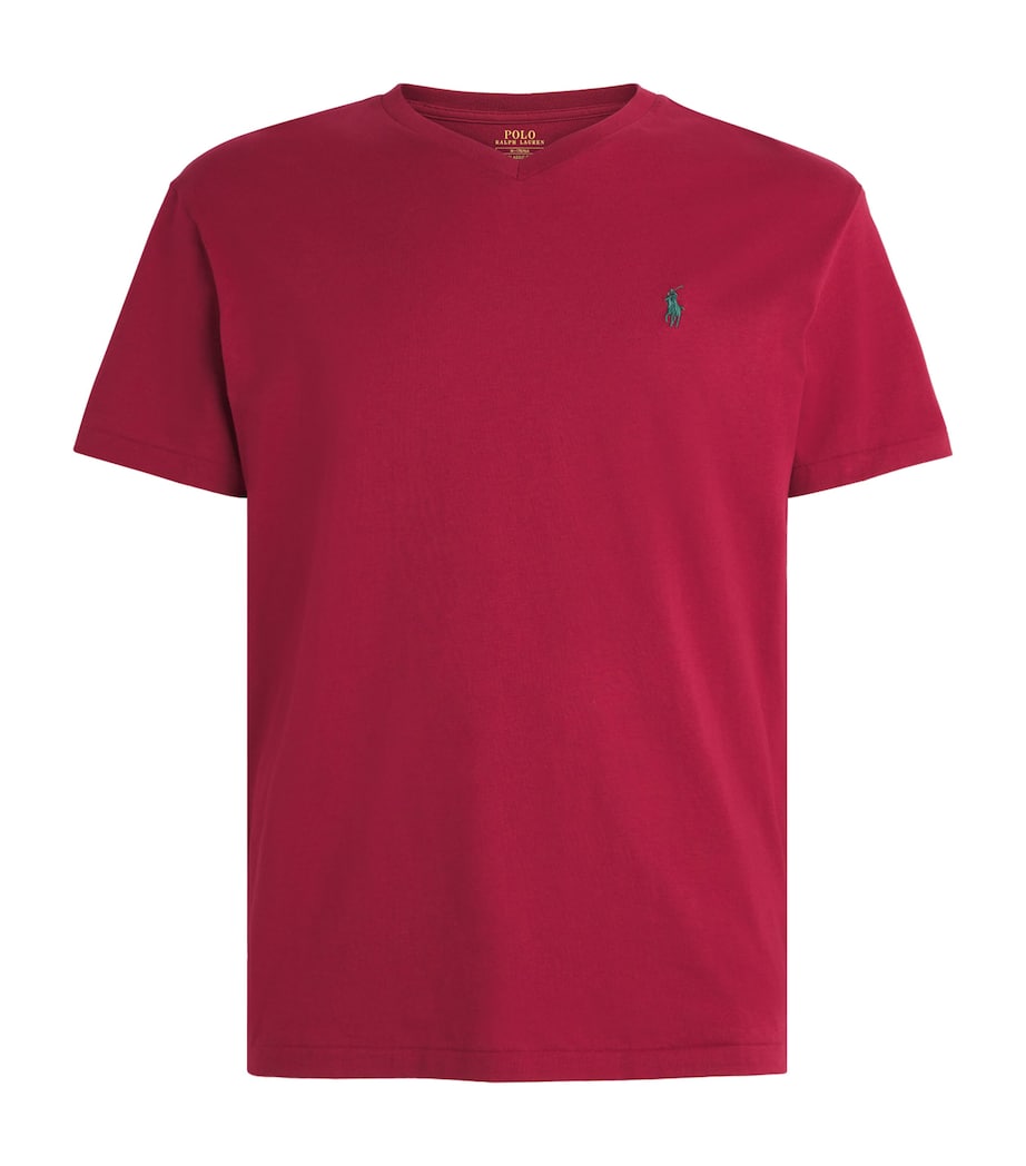 Cotton Logo V-Neck T-Shirt HERITAGE RED/C5213 Image 1