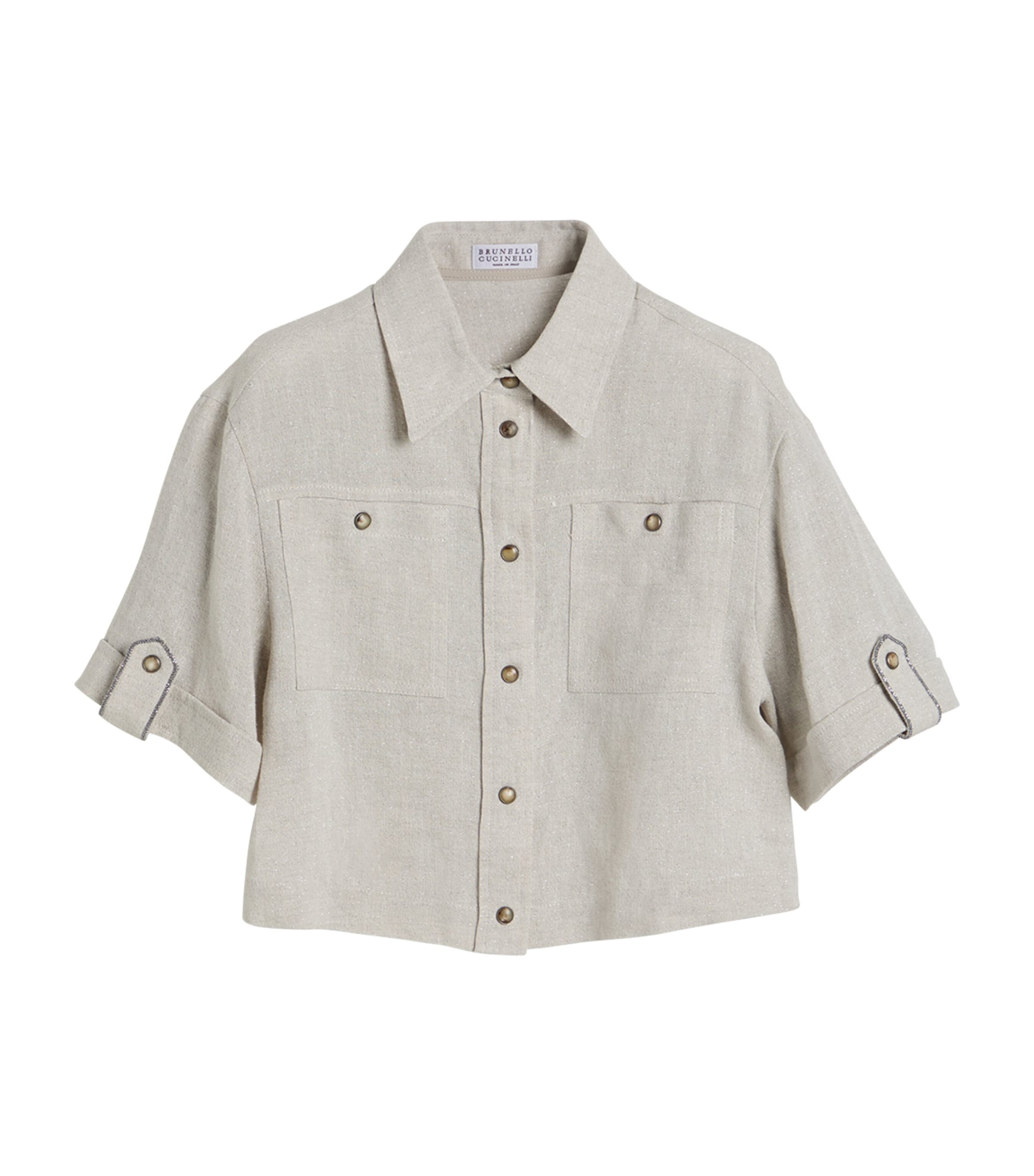 Brunello Cucinelli Glitter-detail Canvas Shirt In Beige