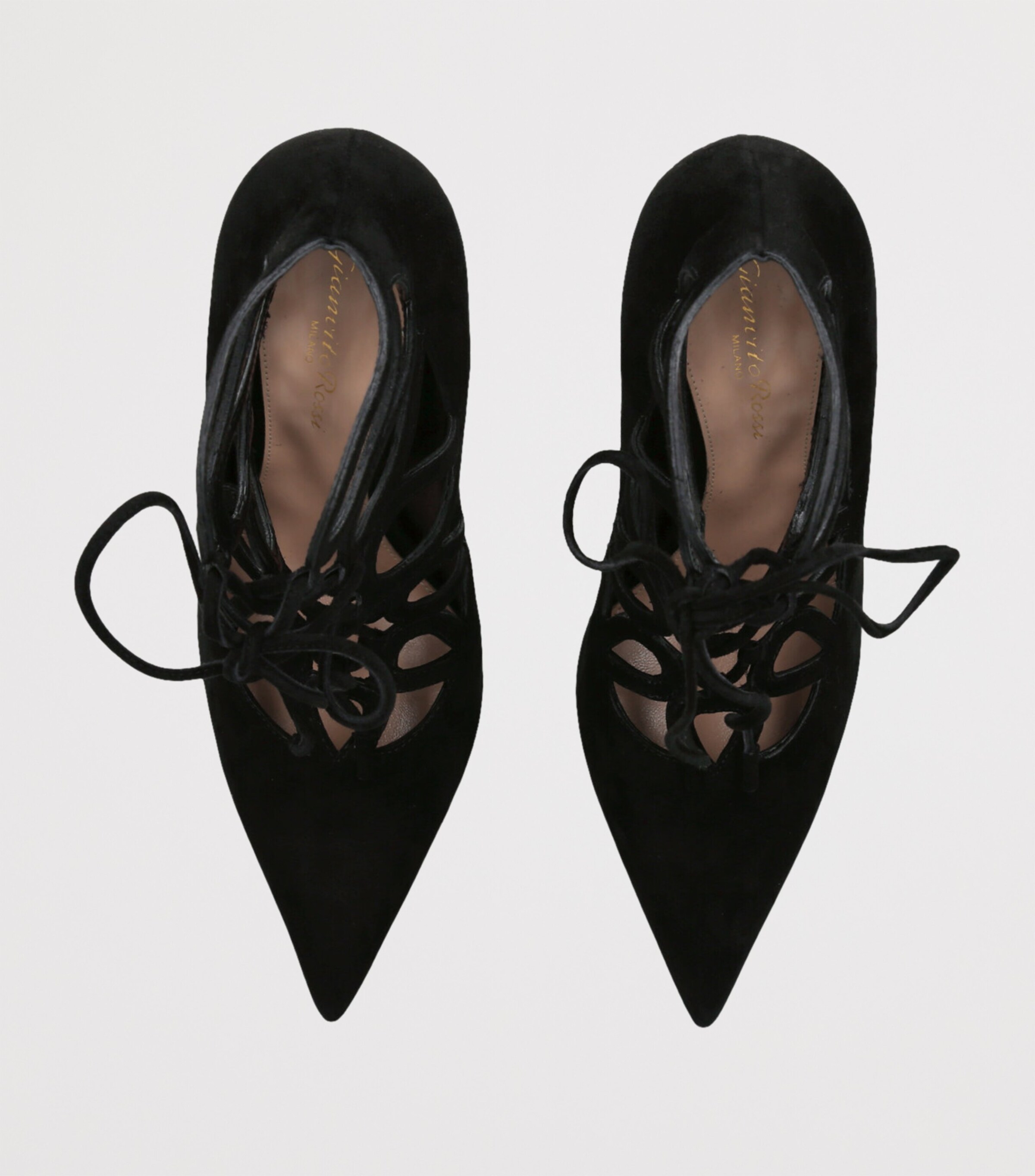 Gianvito Rossi Suede Tie-Up Pumps 95 Black Image 4