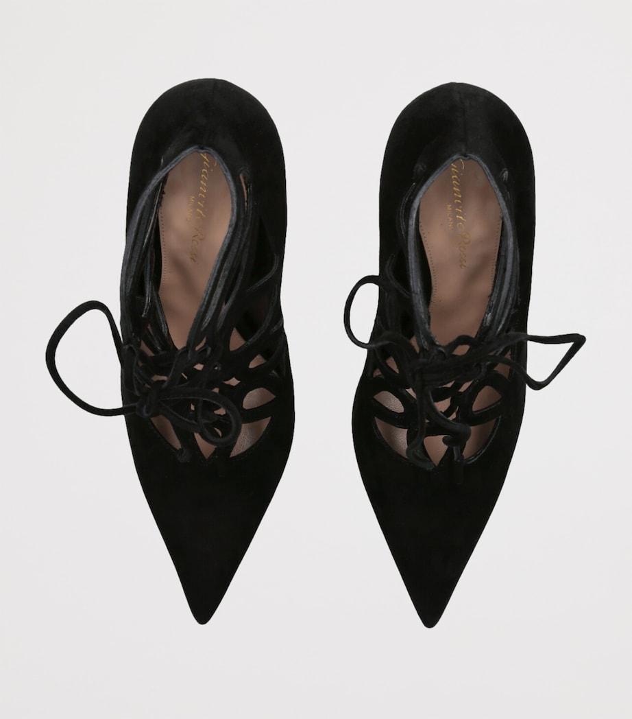 Suede Tie-Up Pumps 95 BLACK Image 4