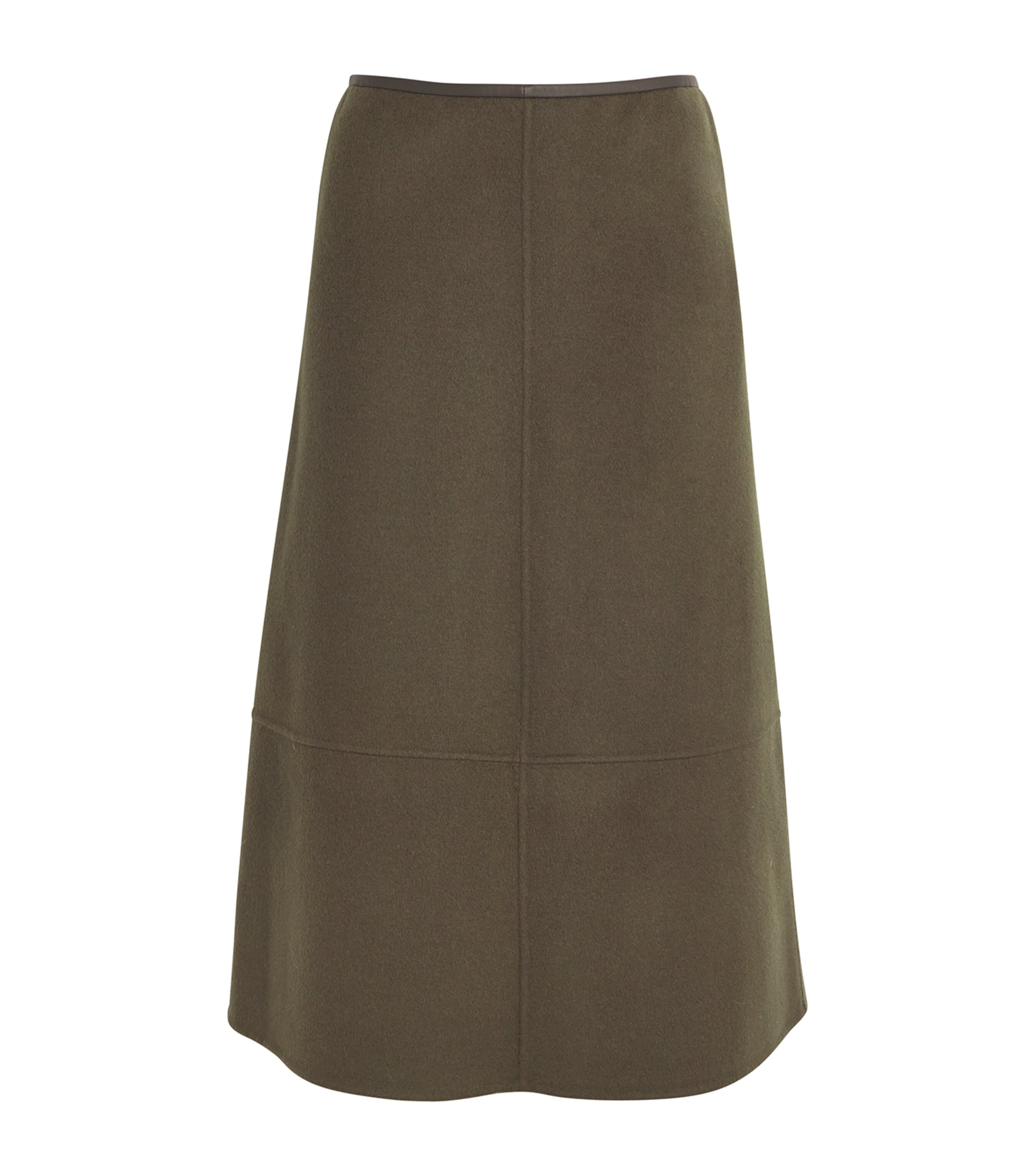 Shop Yves Salomon Wool-cashmere Midi Skirt In Beige