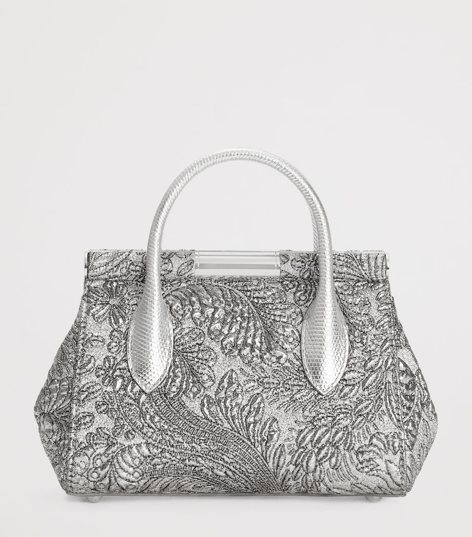 Dolce&Gabbana Embroidered Marlene Top-Handle Bag Silver/cr Image 3