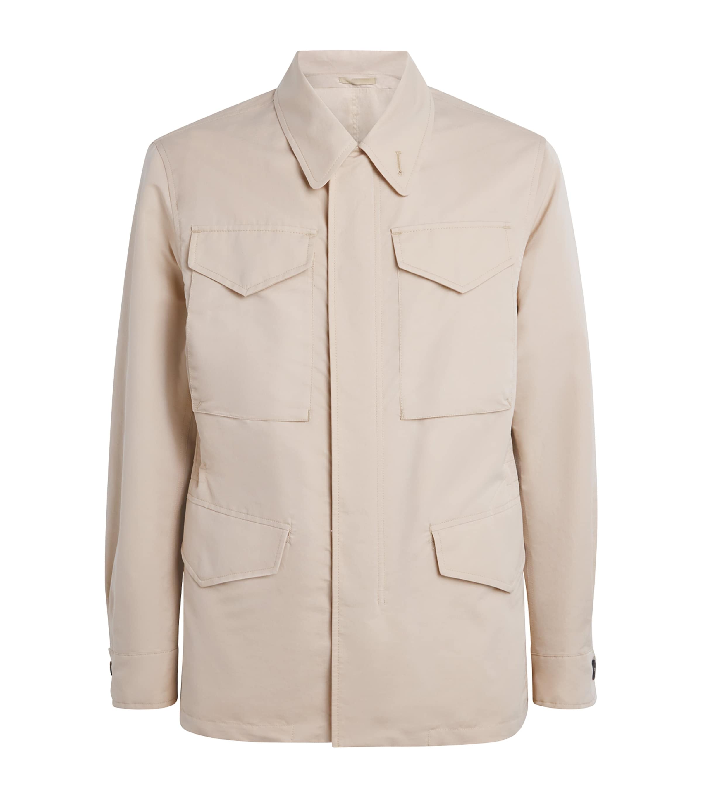Eleventy Mens Cotton-Silk Safari Jacket Sabbia Image 1
