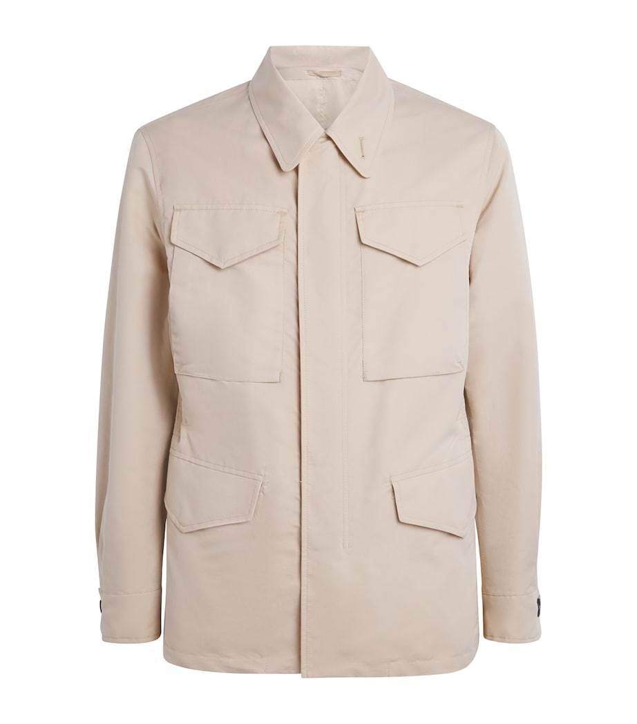 Eleventy Mens Cotton-Silk Safari Jacket Sabbia Image 1