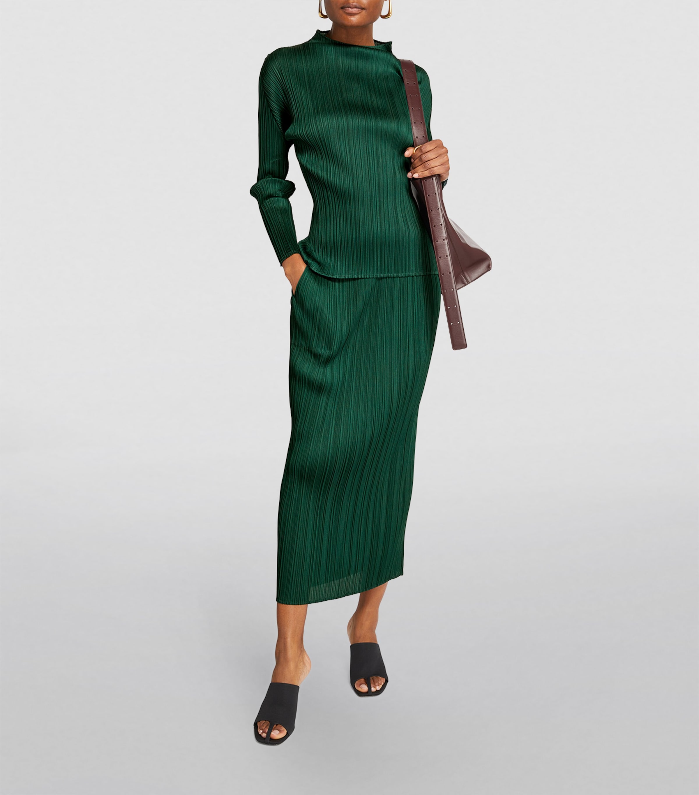 Pleats Please Issey Miyake Green New Colorful Basics Long-Sleeve