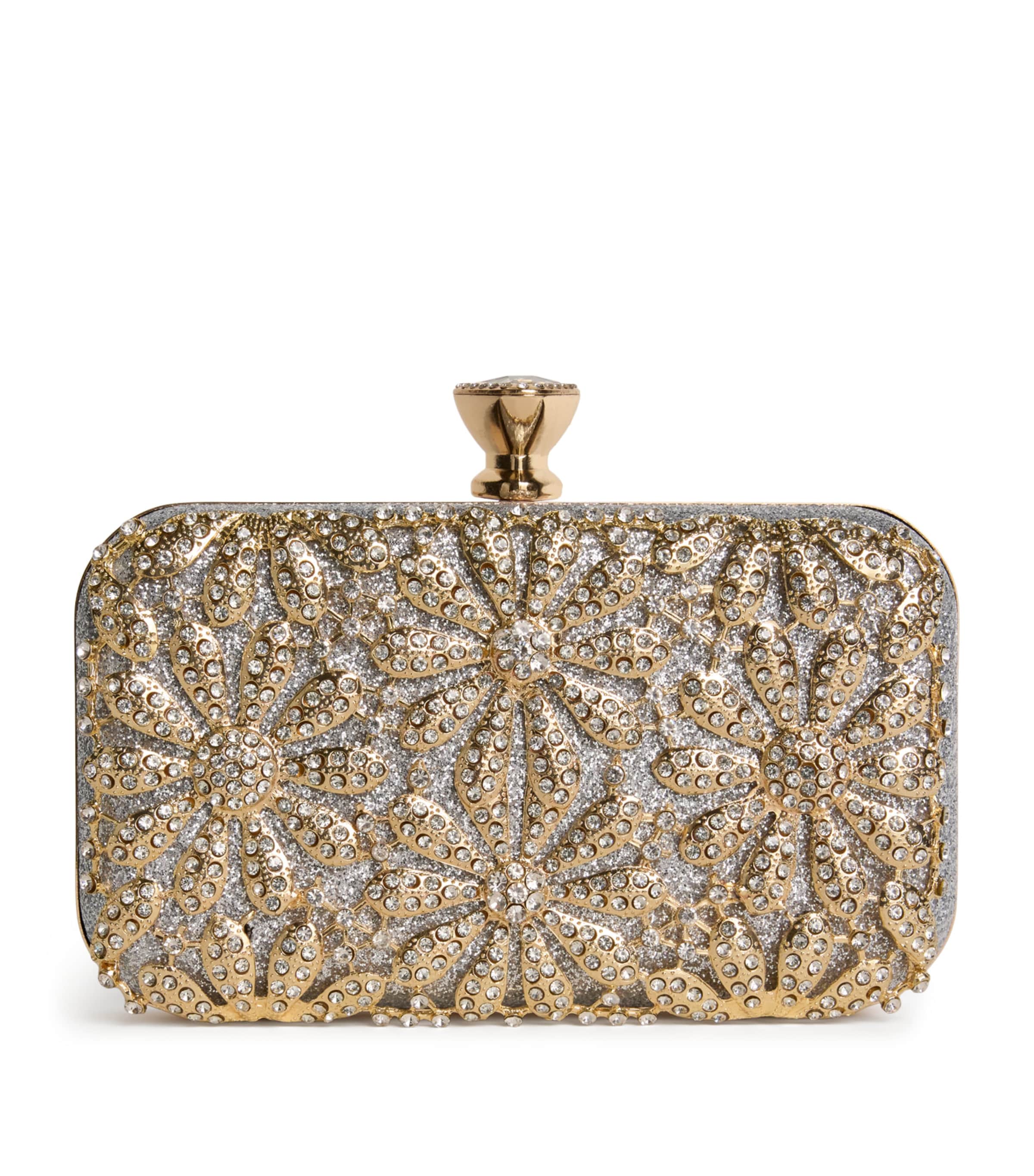 David Charles Embellished Floral Clutch Bag In Gold
