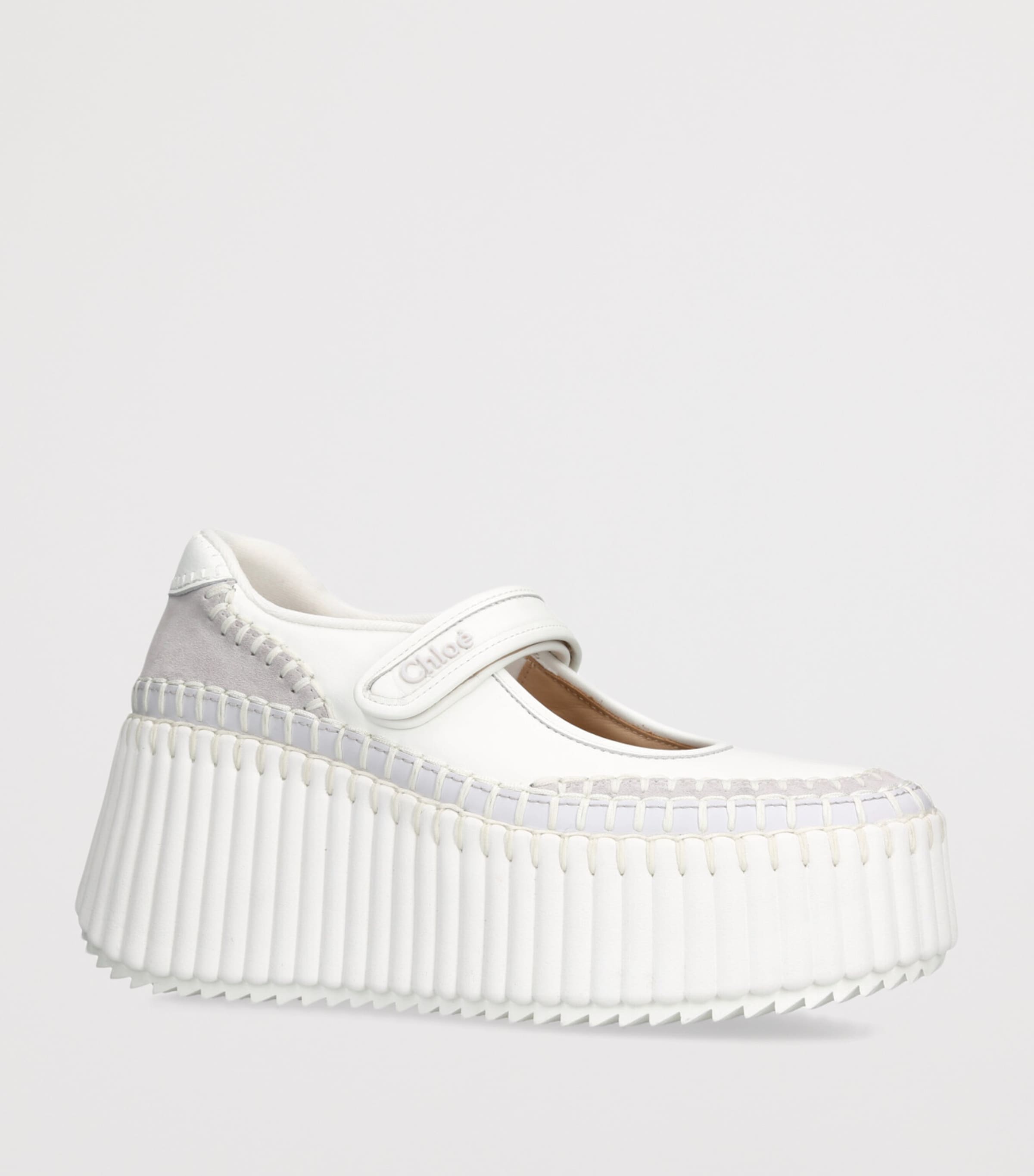 Chloé Leather Nama Platform Ballerina Flats 80 White Image 3