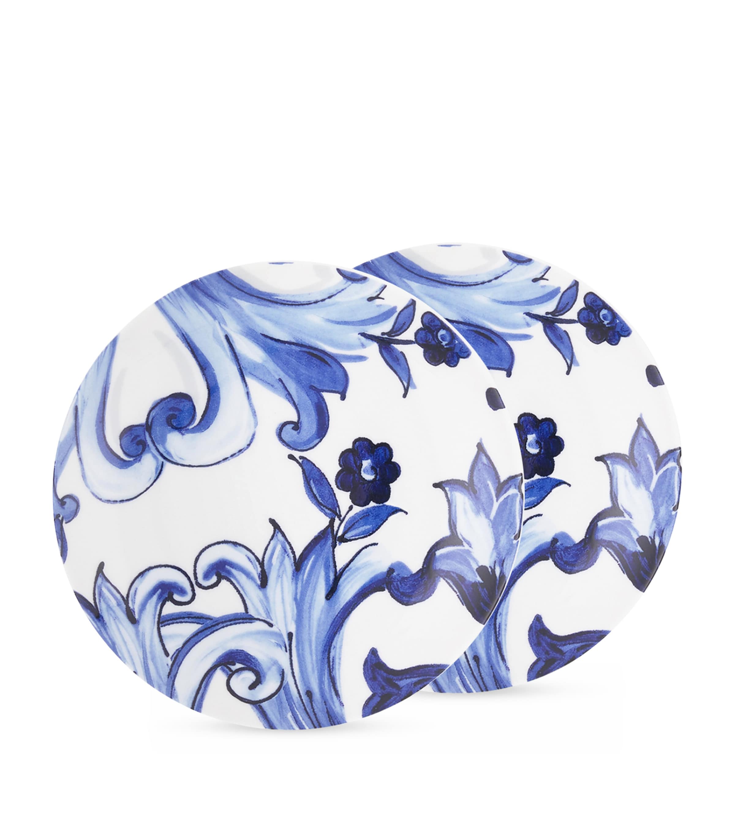 Dolce & Gabbana Casa Set Of 2 Blu Mediterraneo Bread Plates In Blue