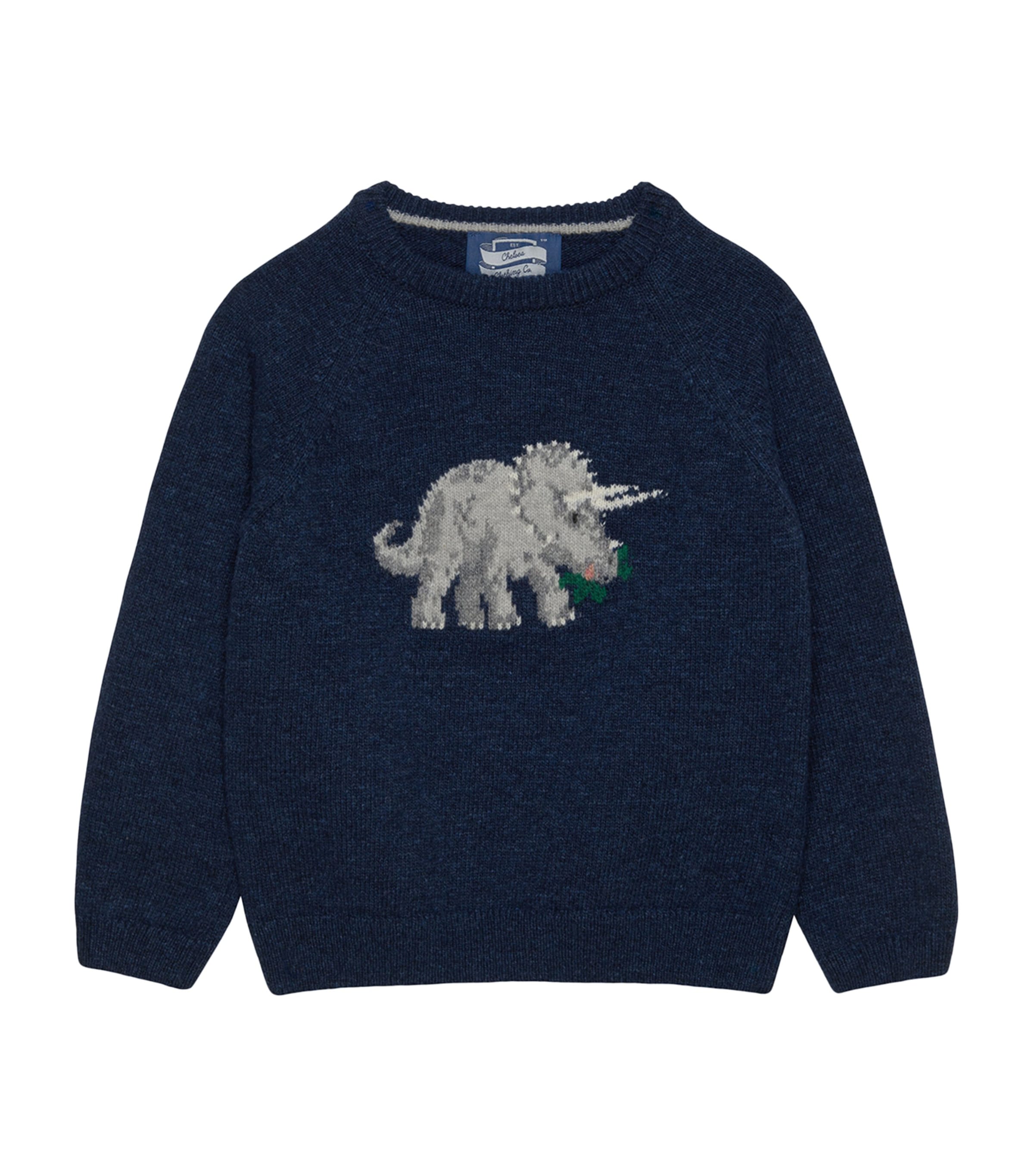 Trotters Wool-blend Triceratops Sweater In Multi