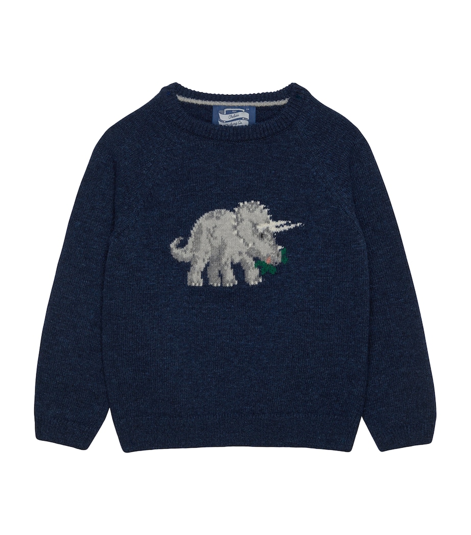 Wool-Blend Triceratops Sweater (2-5 Years) DENIM BLUE MARL Image 1