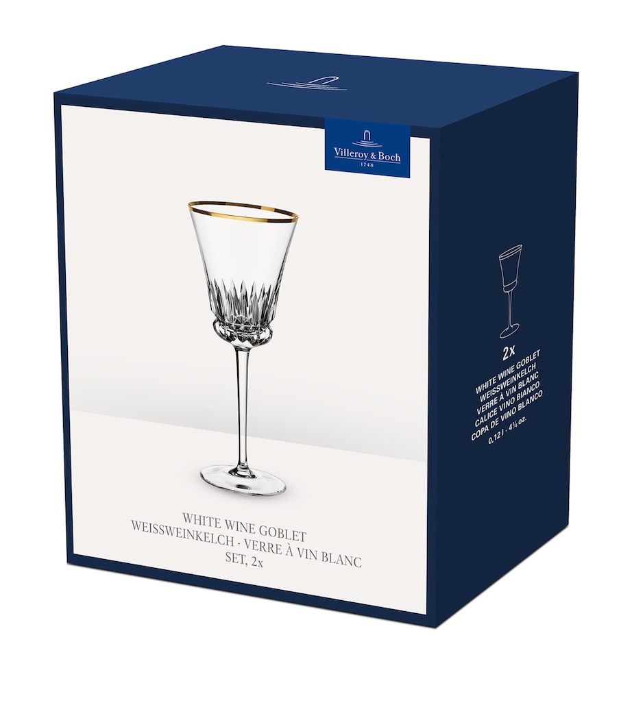 Set of 2 Grand Royal Gold White Wine Glasses (125ml) CLEAR Image 3