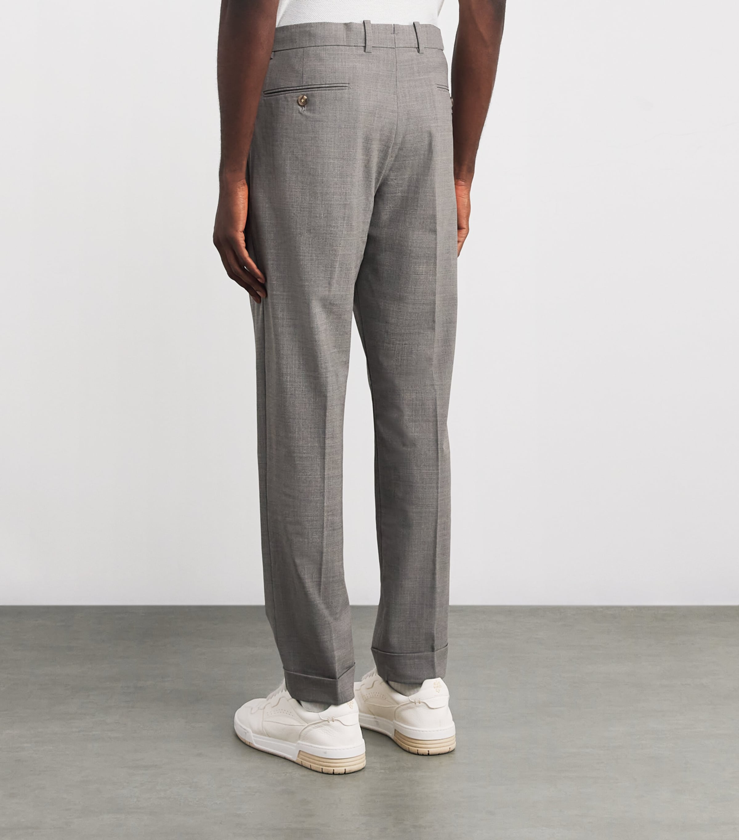 Wool-Blend Slim Trousers GREY Image 4