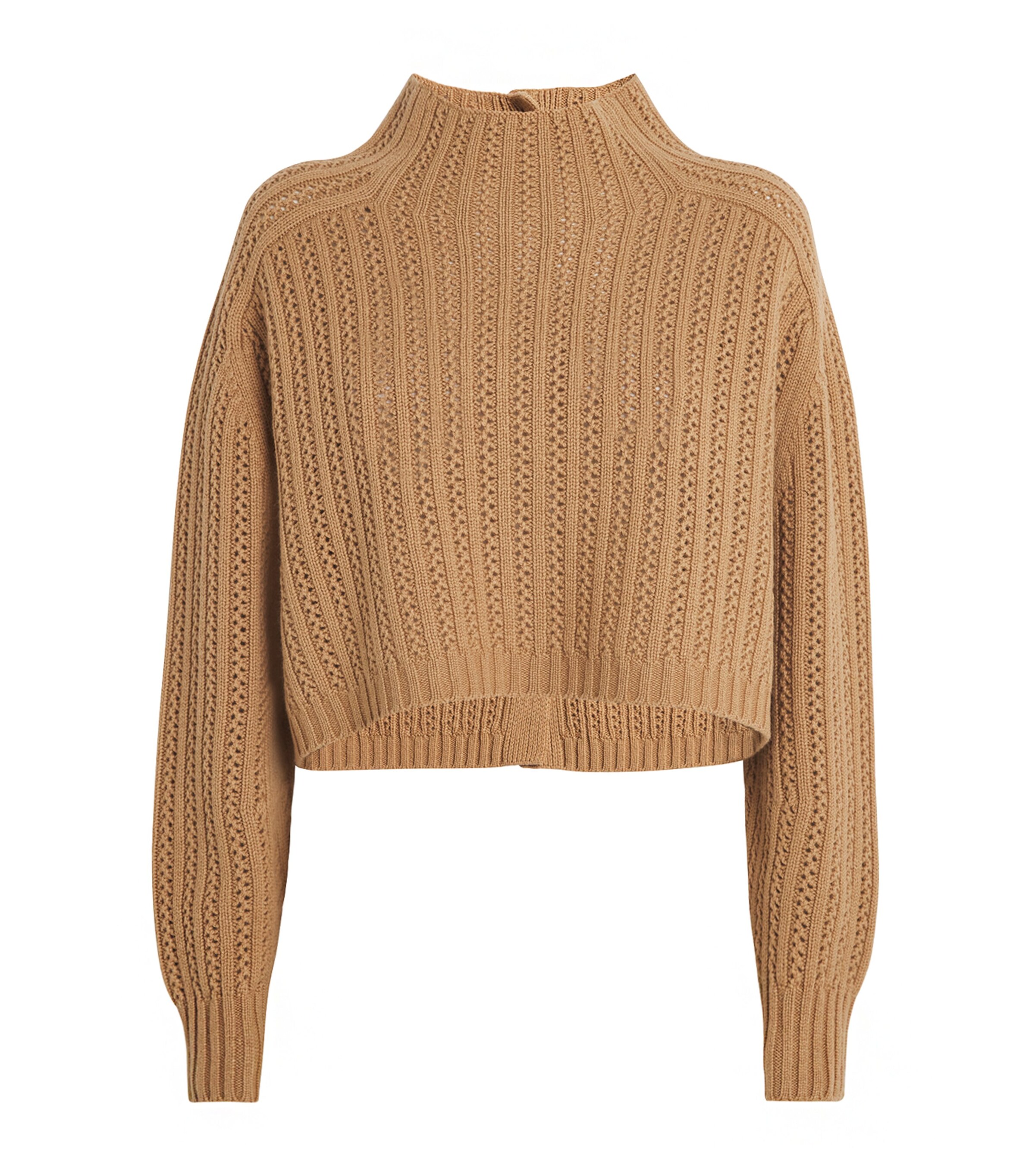 Max Mara Cropped Back-buttoned Sweater In Beige