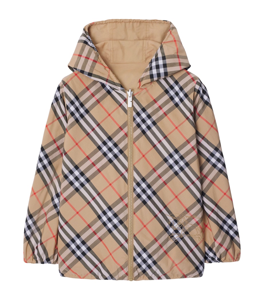 Burberry Kids Beige Reversible Check Hooded Jacket (3-12 Years
