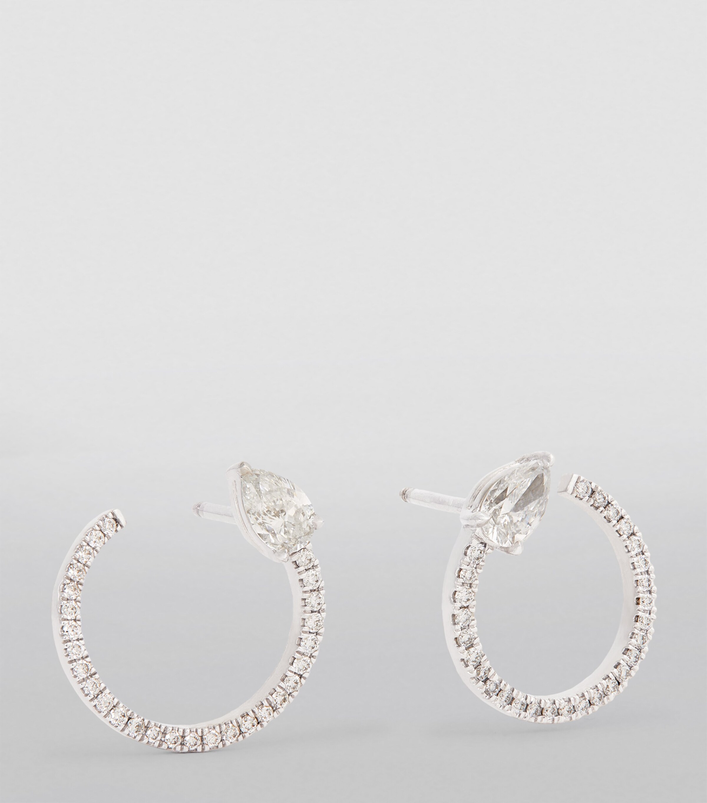 Engelbert White Gold and Diamond Moon Earrings White Gold Image 2