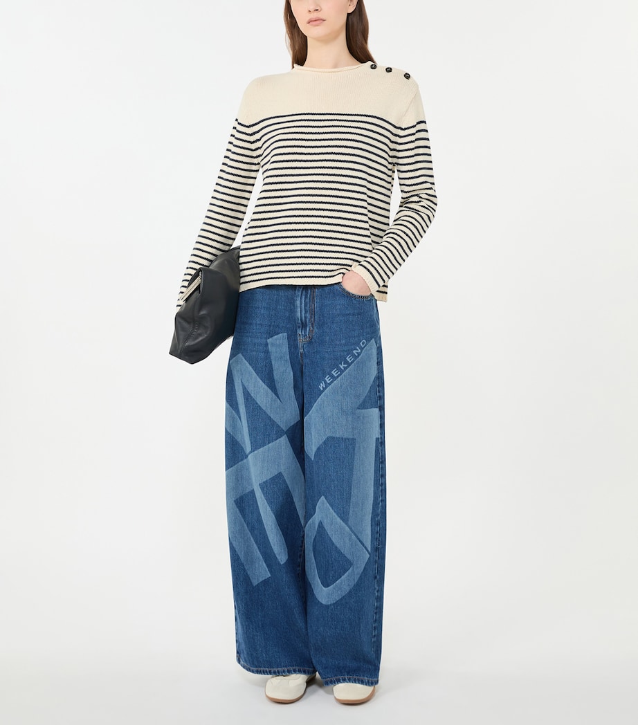 Cotton-Blend Stripe Sweater NAVY Image 5
