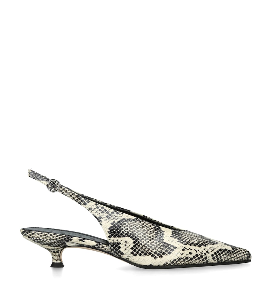 aeyde Snakeskin-Effect Camila Slingback Pumps 35 Cream Image 1