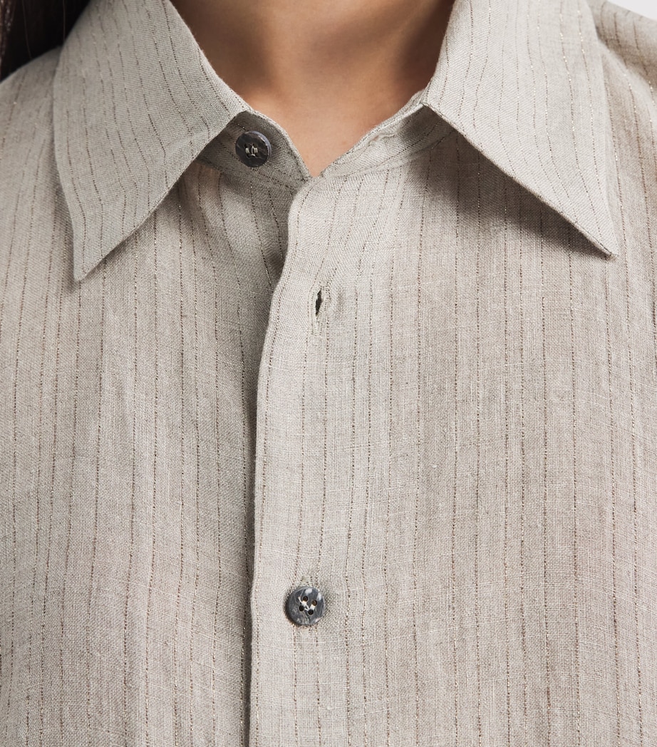 Eskandar Womens Linen-Blend Stripe Shirt Natural Image 3