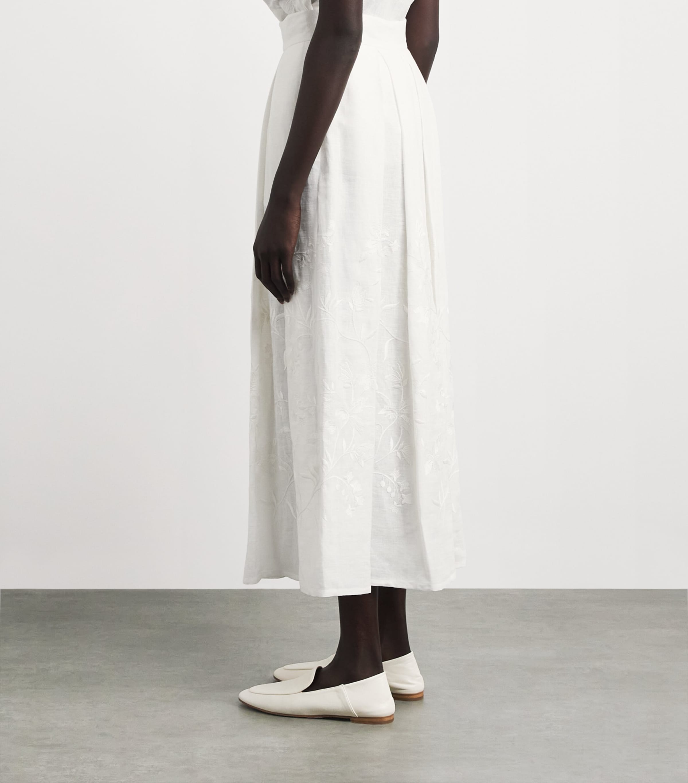 Eleventy Womens Linen Embroidered Maxi Skirt Bianco Image 5
