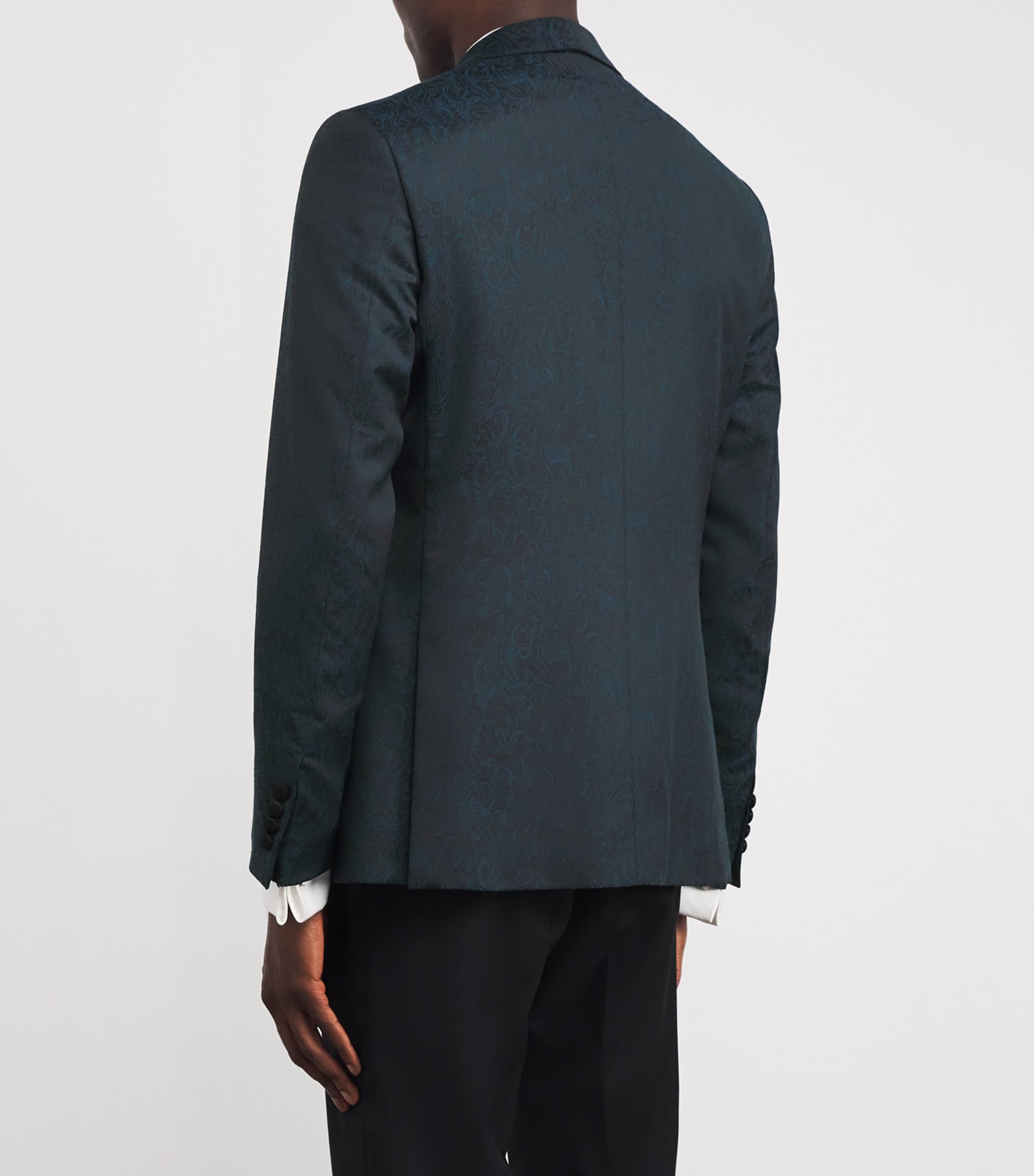 Floral Jacquard Dinner Jacket 15 TEAL BLUE Image 4