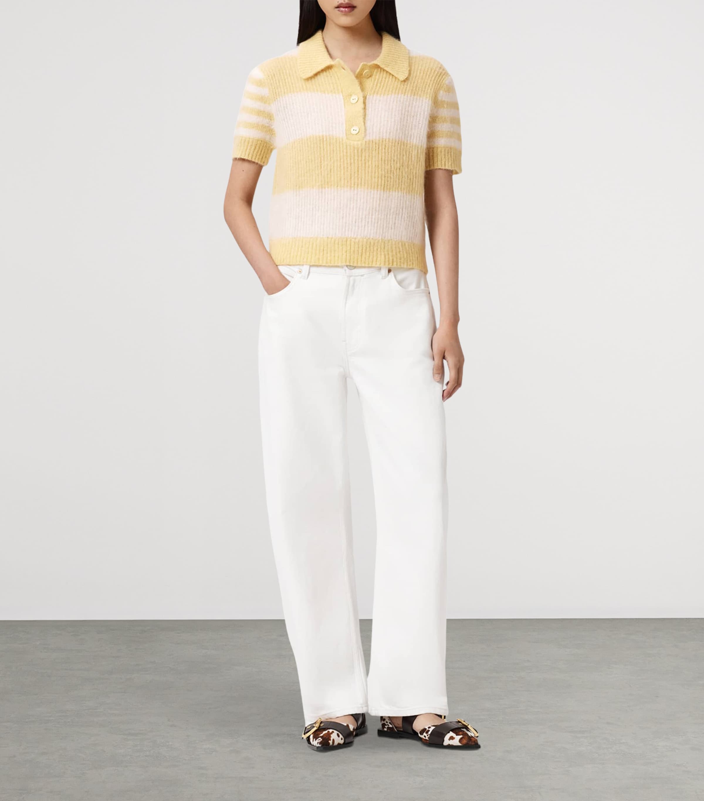 Knitted Clem Polo Shirt HAY YELLOW/WHITE Image 2