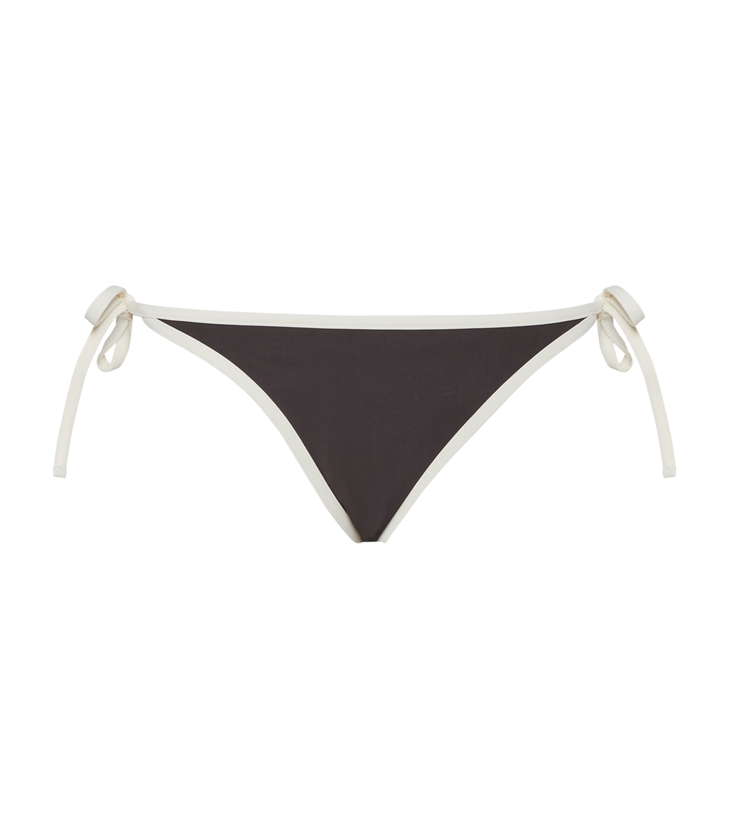 Brunello Cucinelli Techno Jersey Monili-trim Bikini Bottoms In Brown