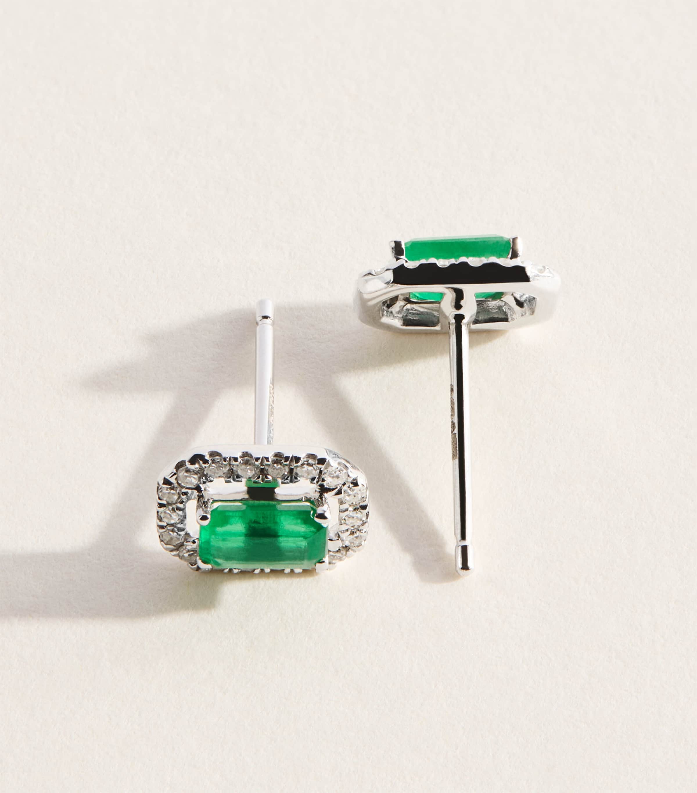 SHAY White Gold, Diamond and Emerald Mini Me Earrings White Gold Image 4