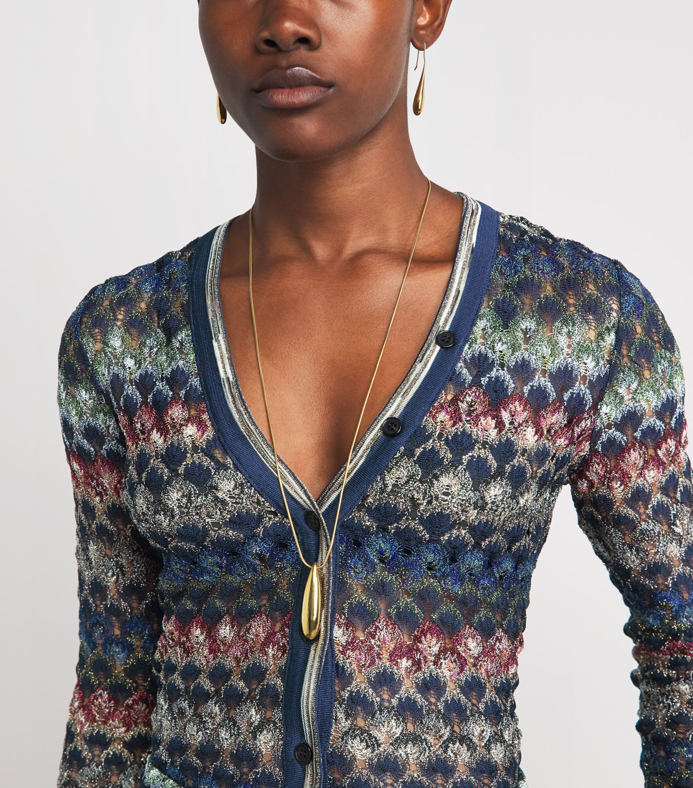 Missoni Womens Chevron Button Sweater Smspv Multi Drk Vrsn Image 3