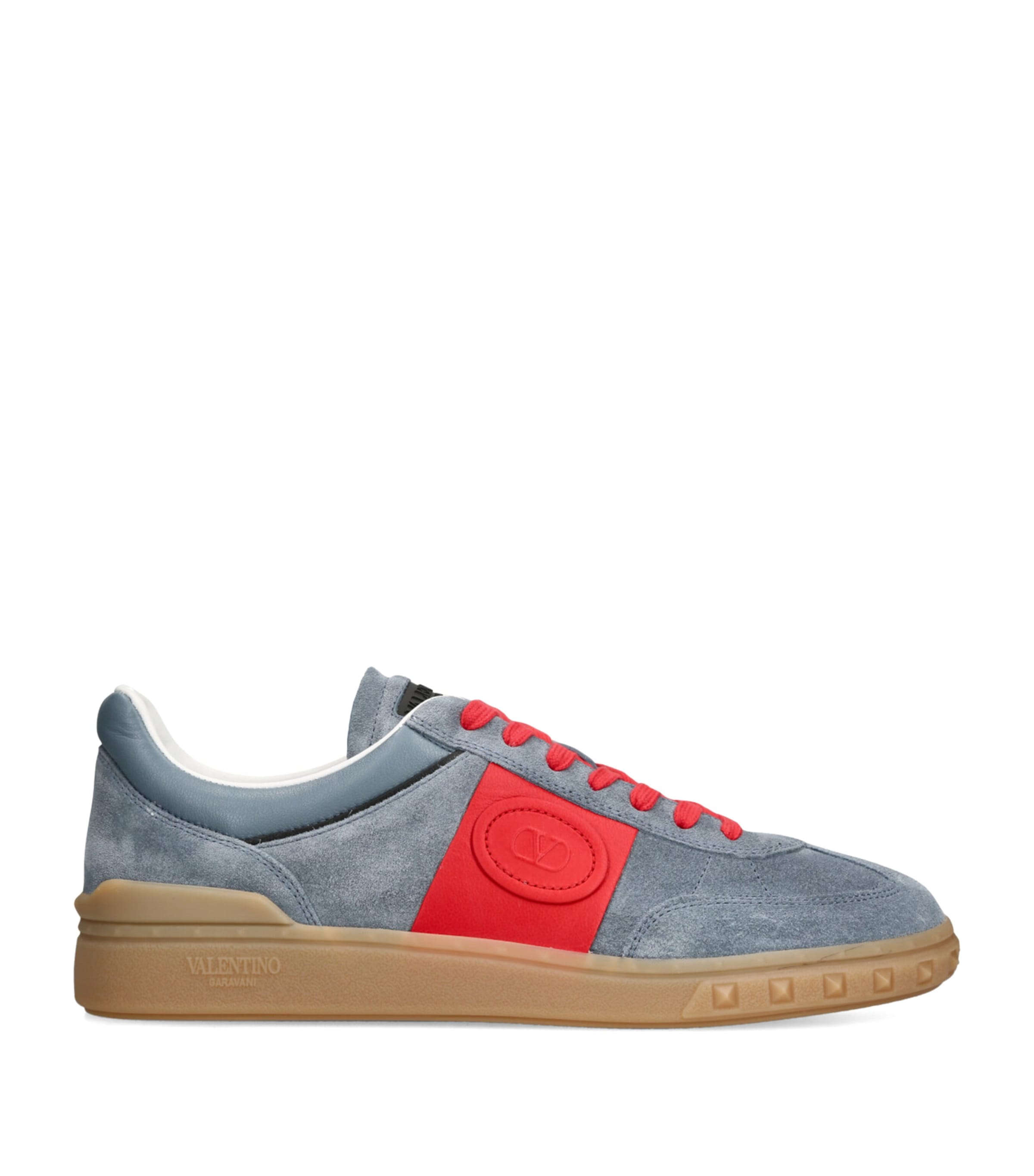 Valentino Garavani Men Upvillage Low Top Sneaker In Split Leather And Calfskin Nappa Leather In Grey