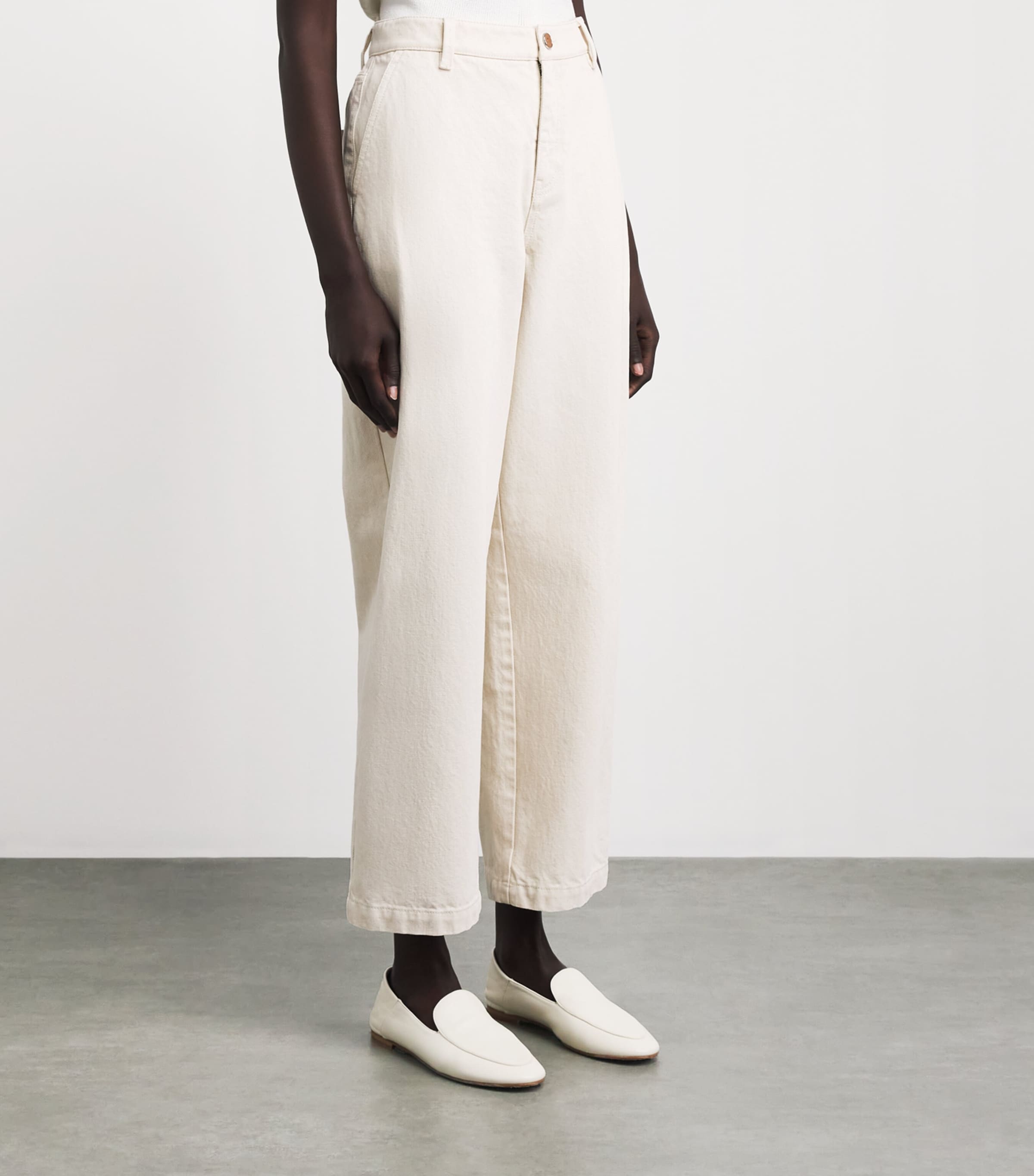 Lafayette 148 Womens Barrel-Leg Jeans Waecr Washed Ecru Image 4