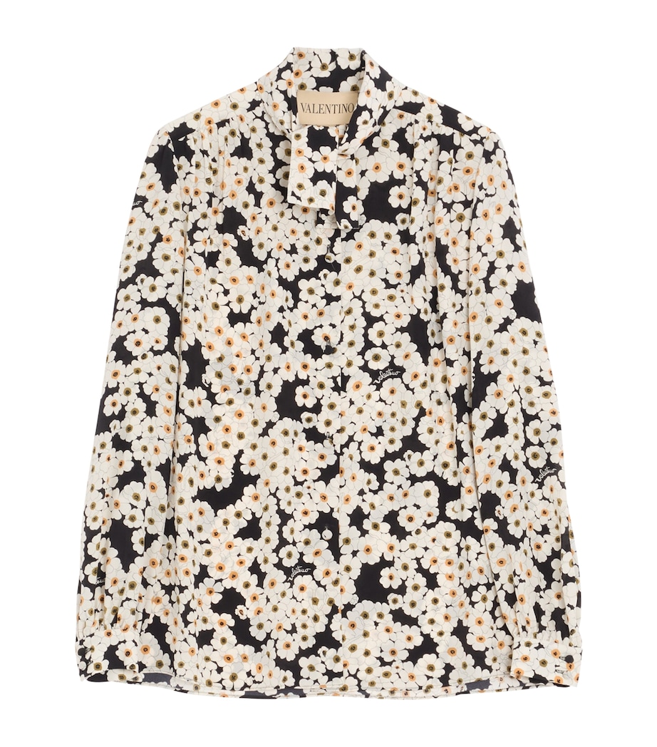 Valentino Womens Silk Tie-Neck Blouse Image 1