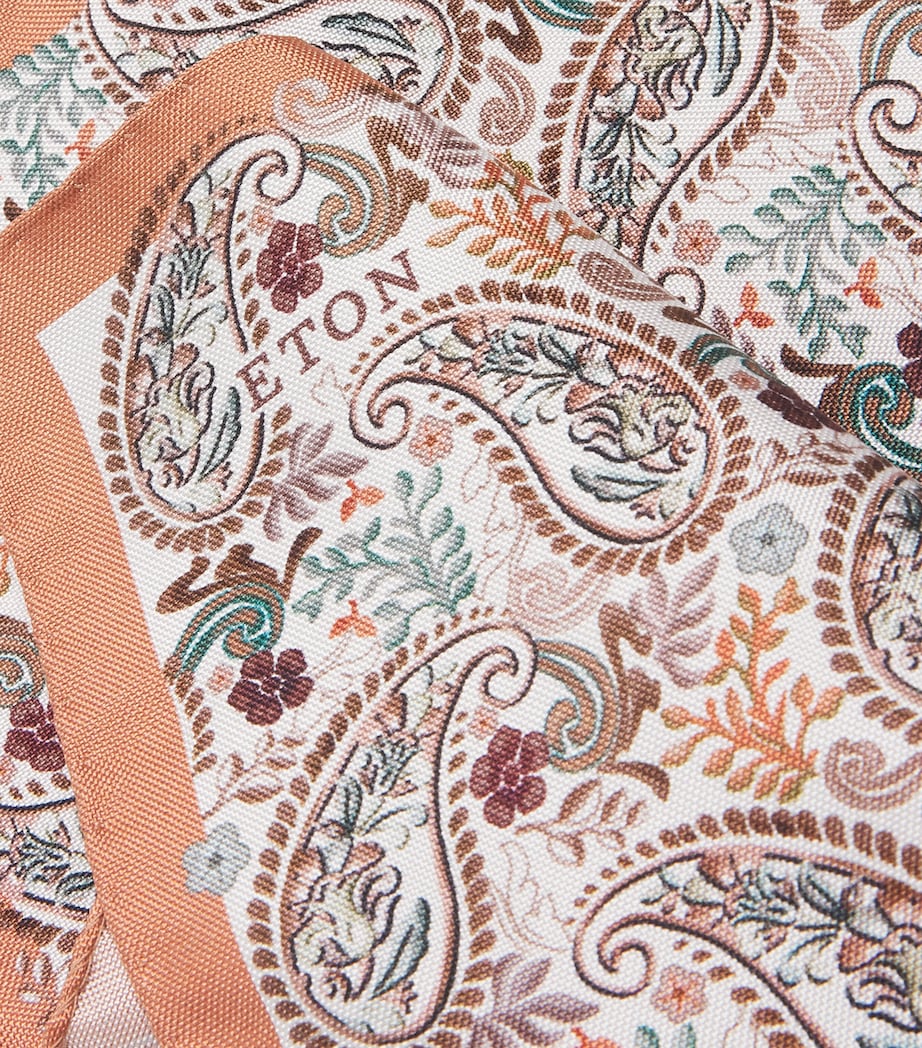 Silk Paisley Pocket Square ORANGE Image 4