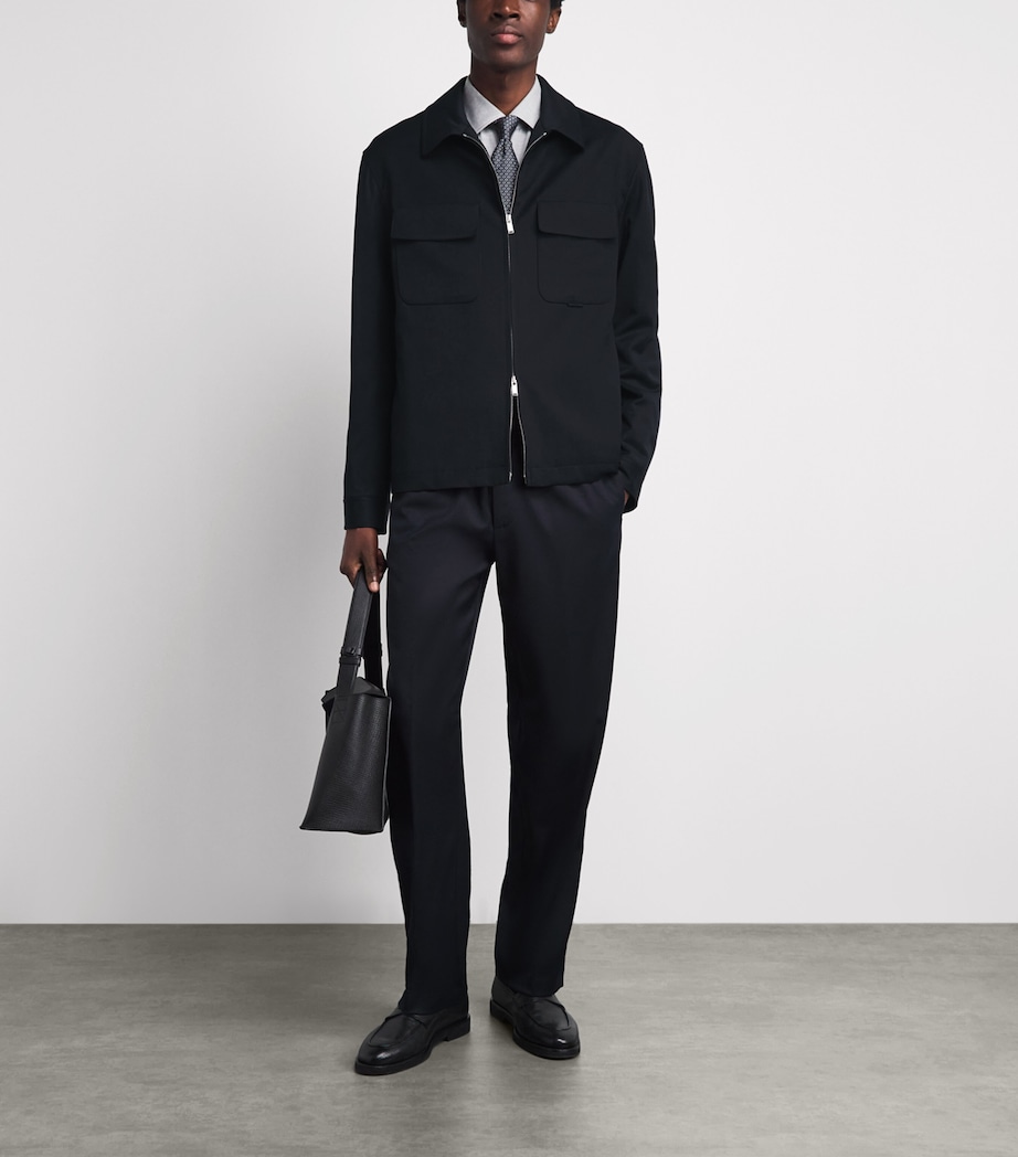 Lardini Mens Cotton 2-Way Zip Jacket Navy Image 2